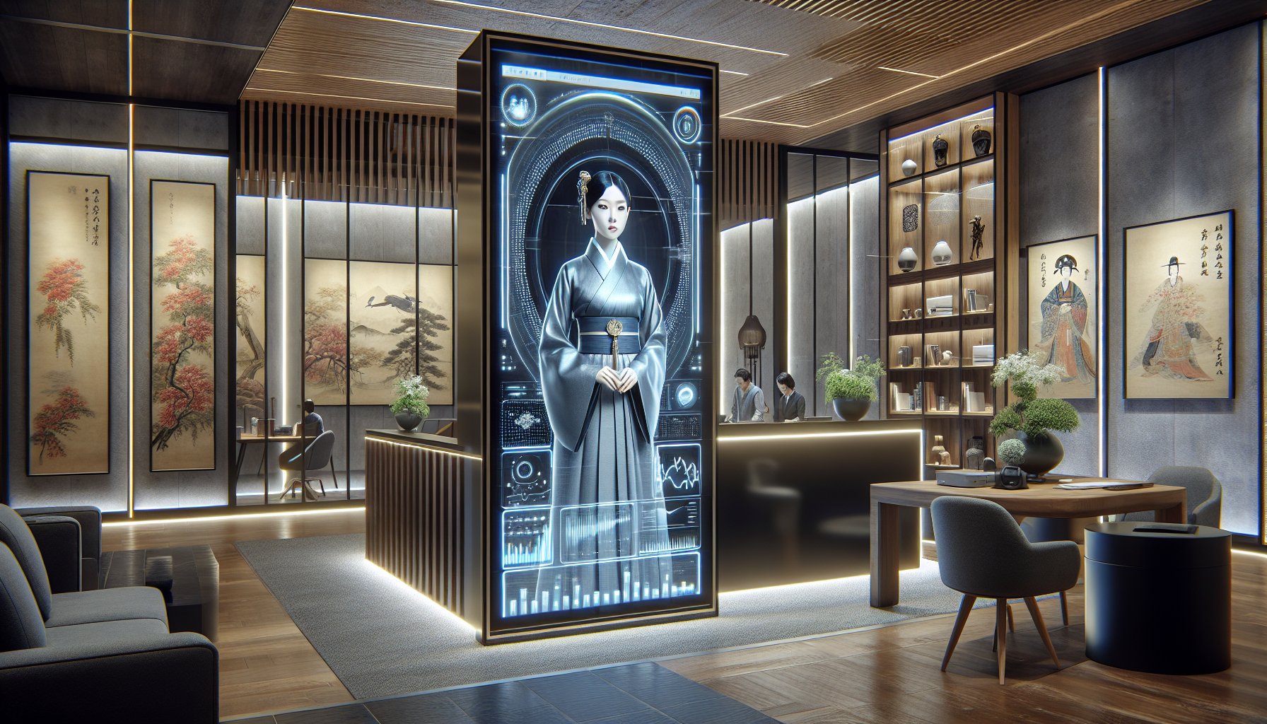 An AI receptionist at a virtual office setup