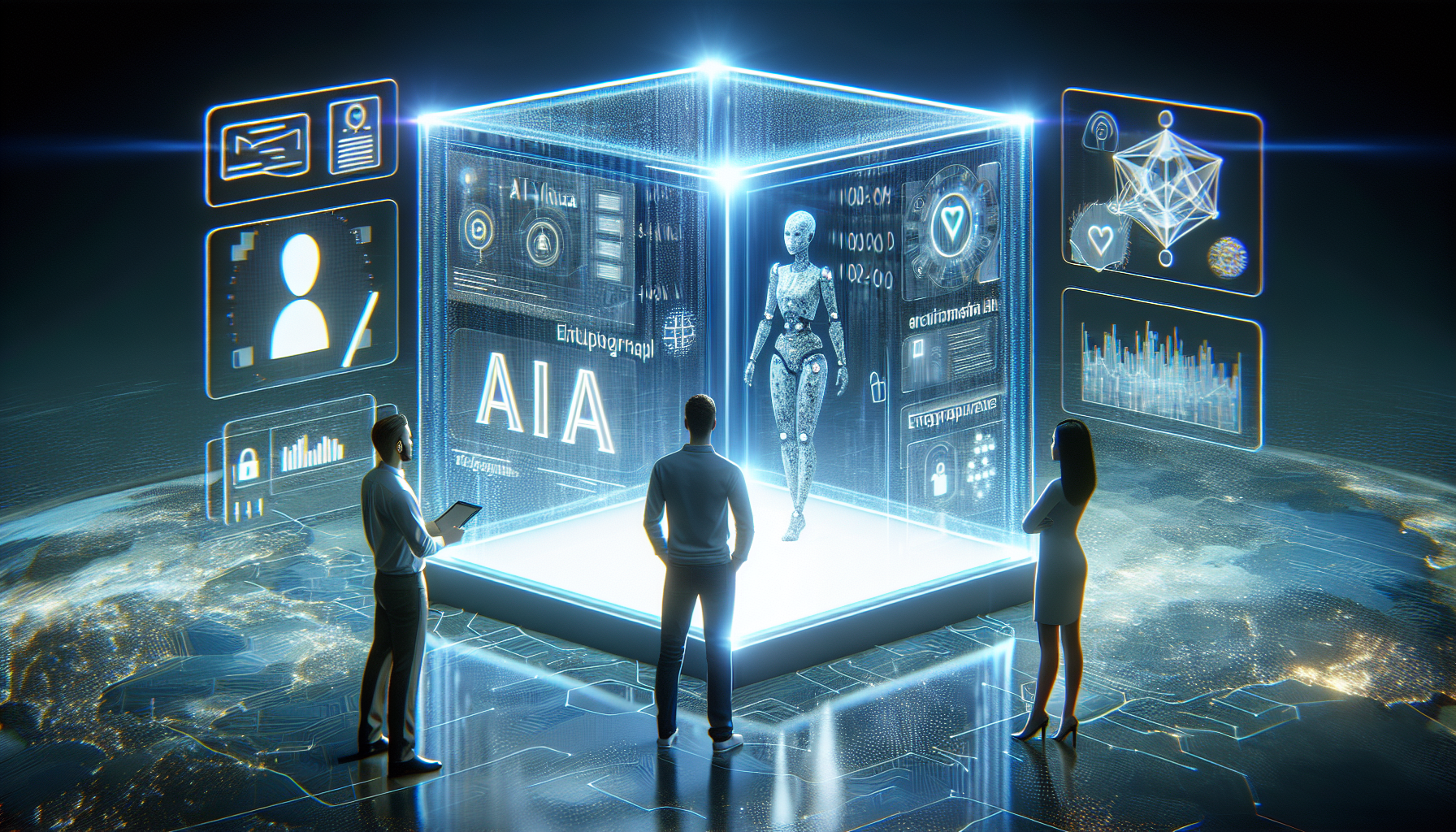 A visual representation of AI Virtual Assistant Aida interacting with customers