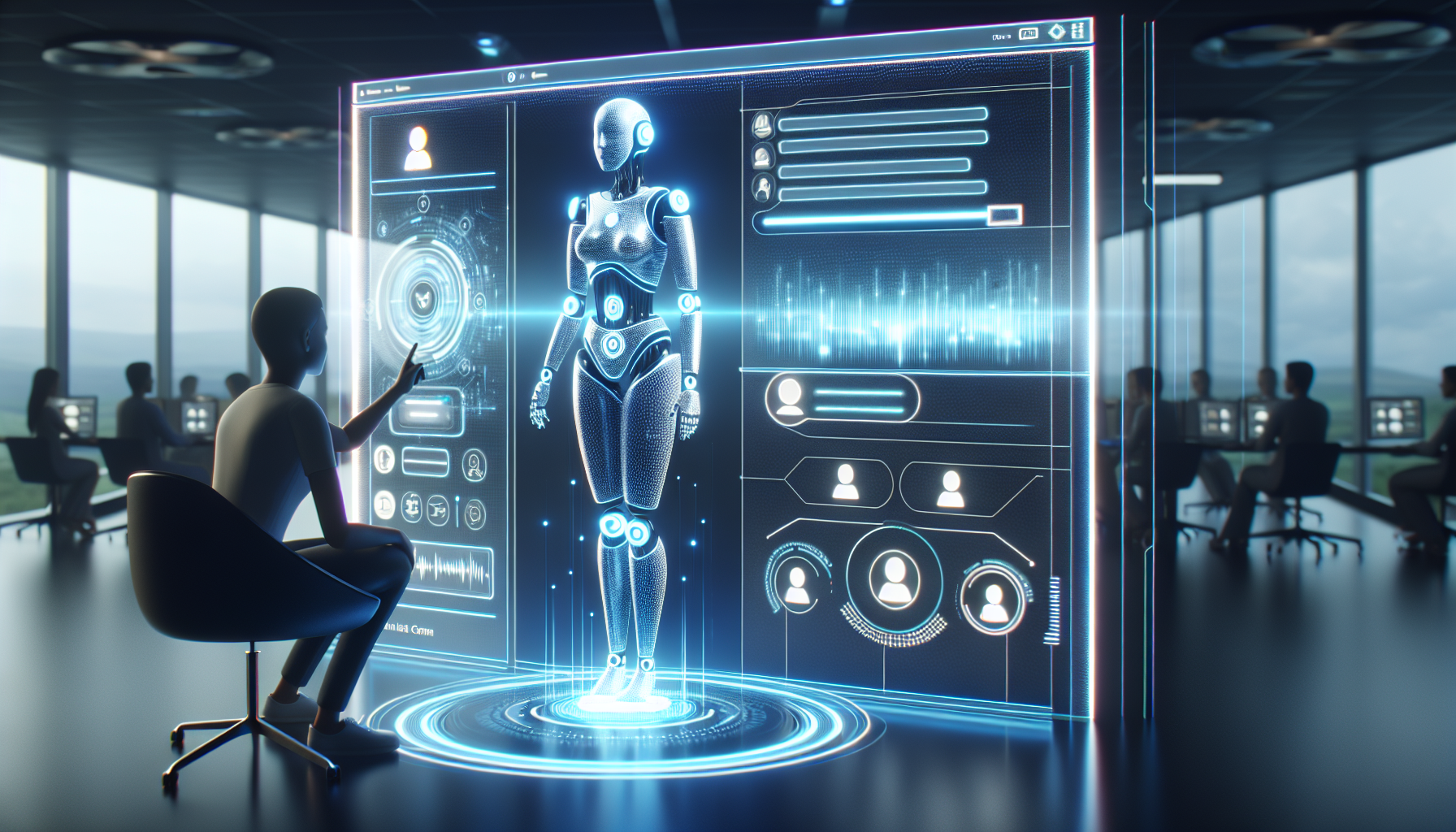 An AI receptionist avatar on a company website, interacting with a customer