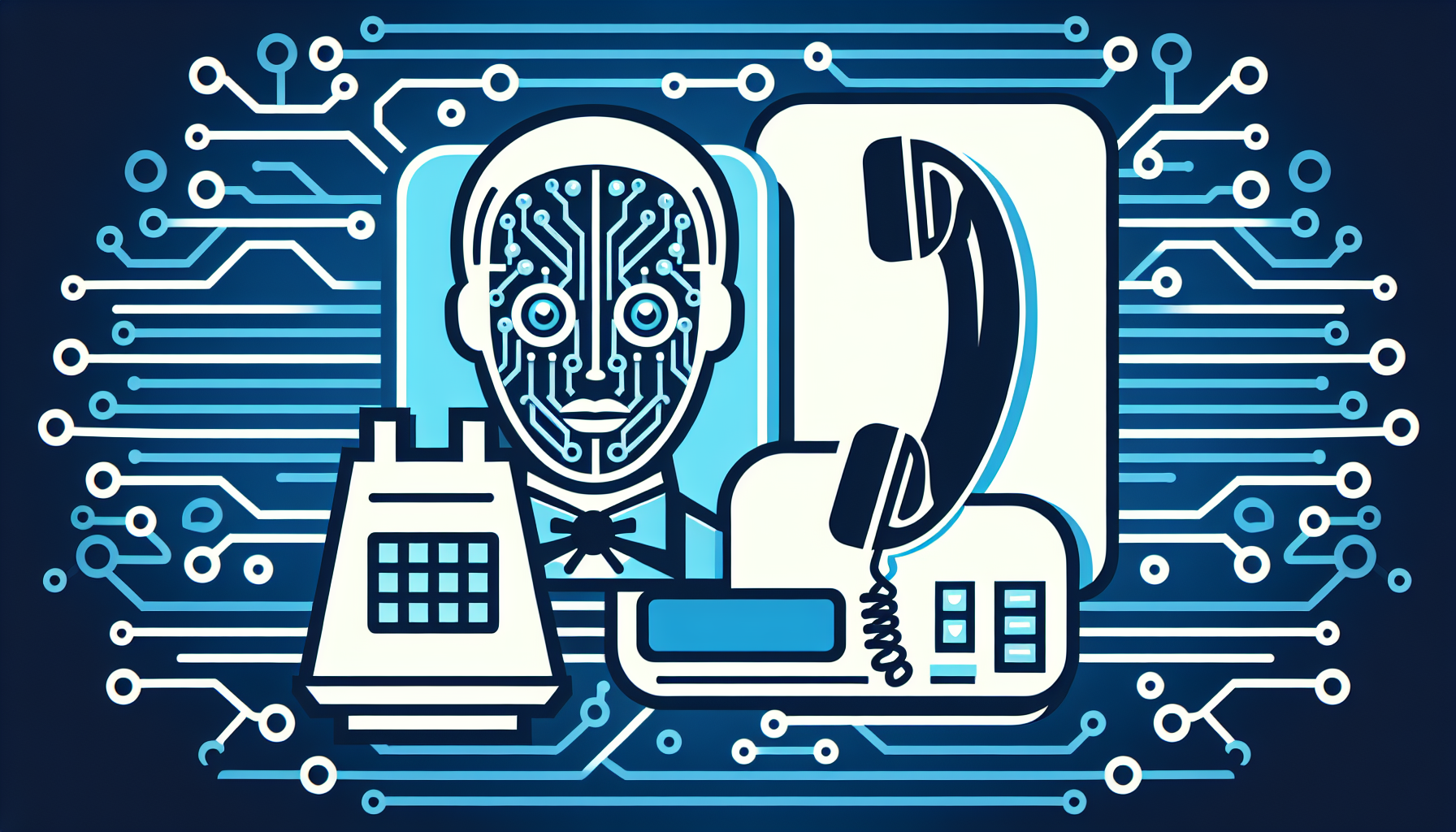 An AI receptionist software icon, possibly depicting a phone and AI circuit integration