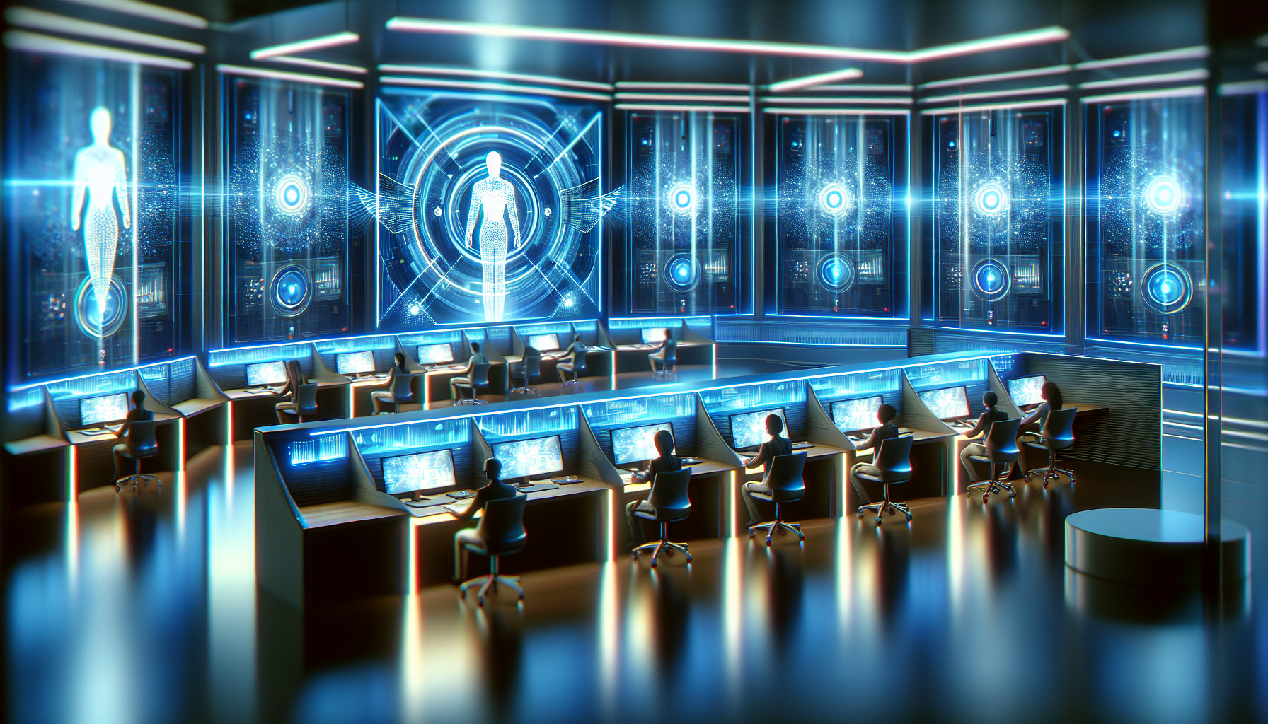 A modern AI receptionist setup showing multiple calls being managed simultaneously