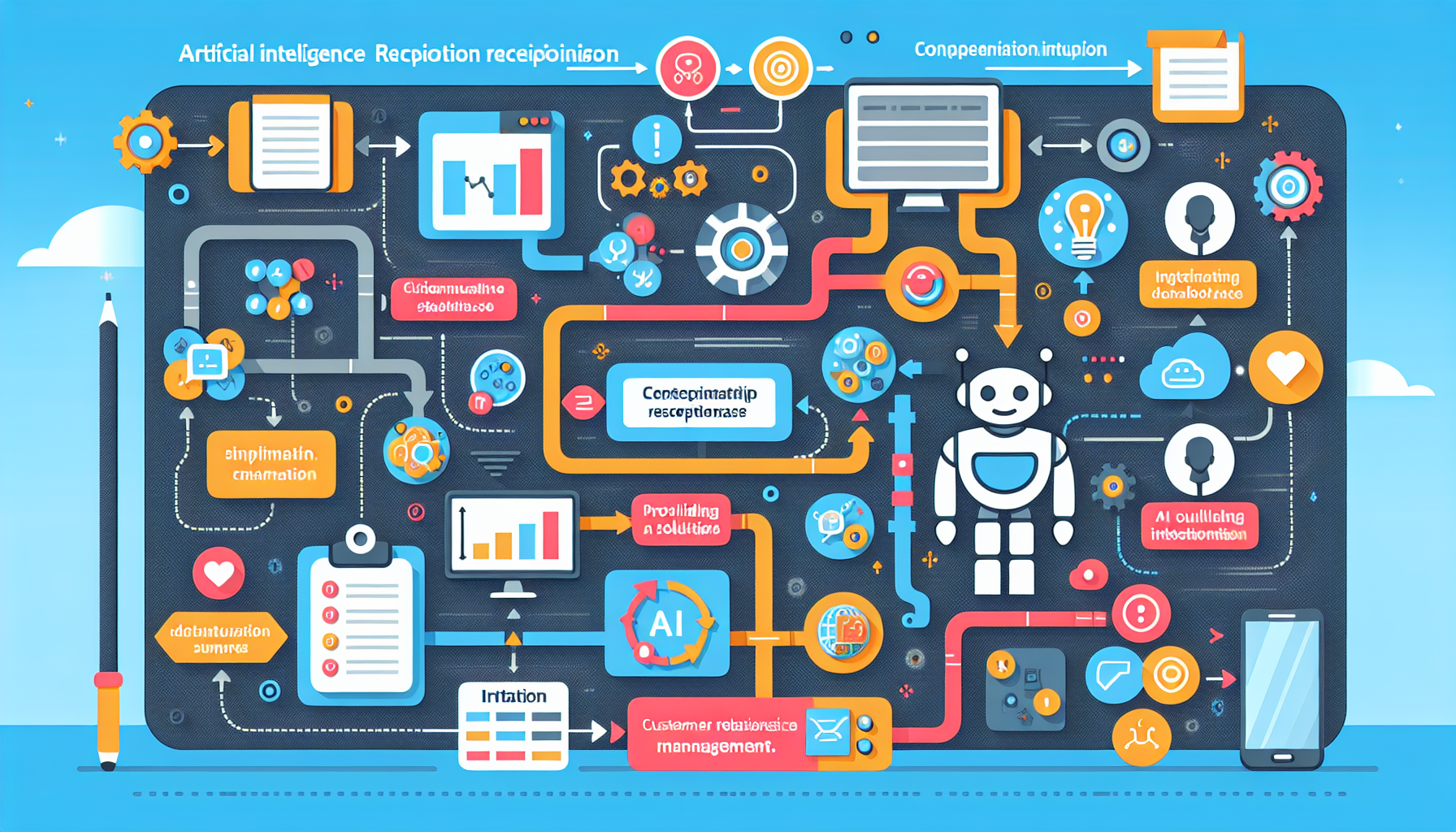 An infographic showing the integration of AI receptionists with CRM systems