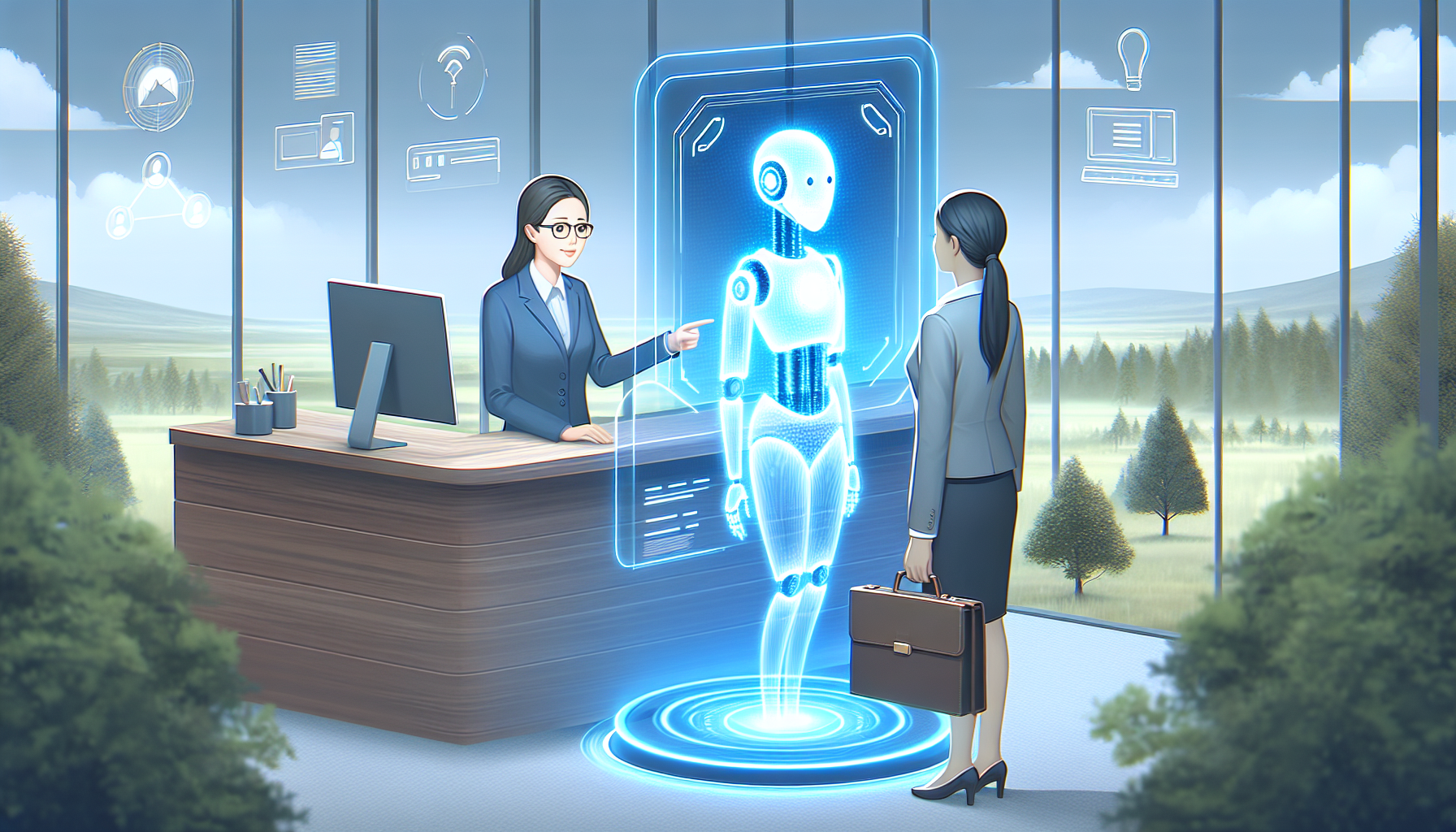 An AI receptionist assisting a client