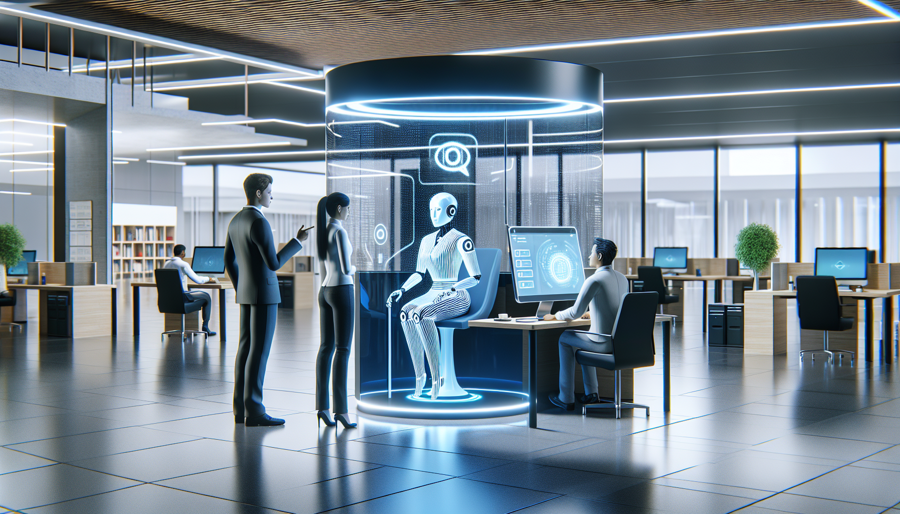 An AI receptionist or virtual assistant highlighted on a digital device