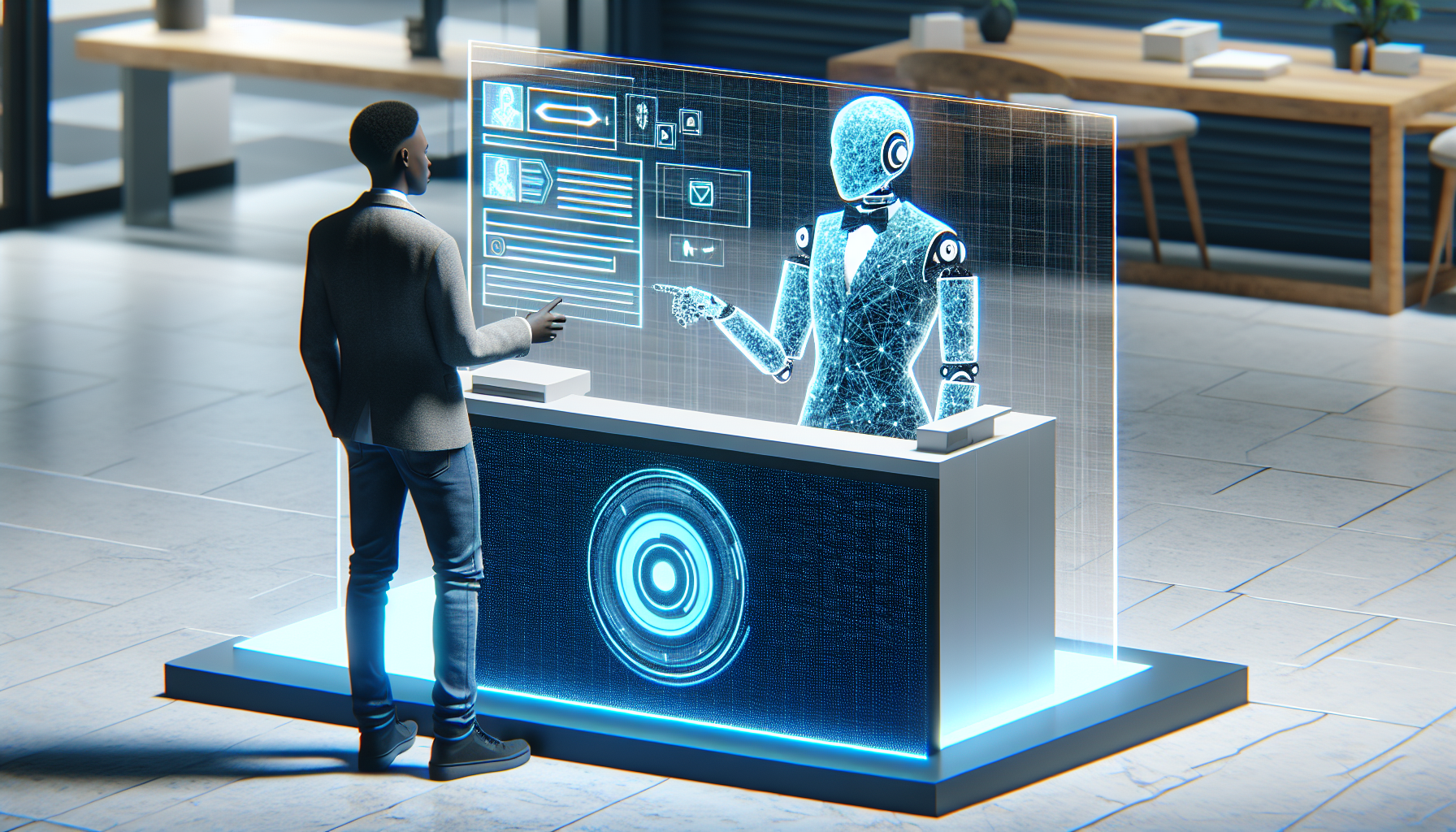 An AI receptionist interacting with a customer digitally