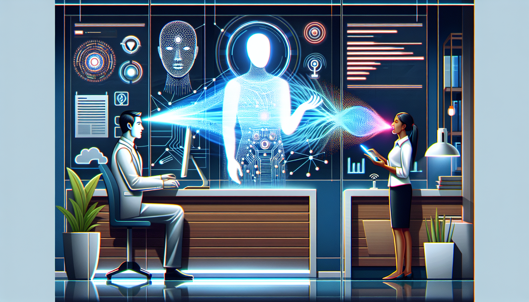 An illustration of AI receptionist and voice commerce