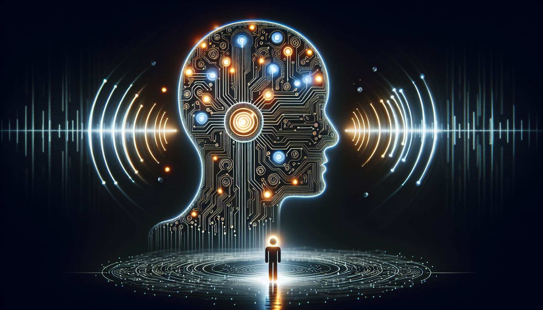 A graphic visualization of an AI receptionist processing a customer's voice order