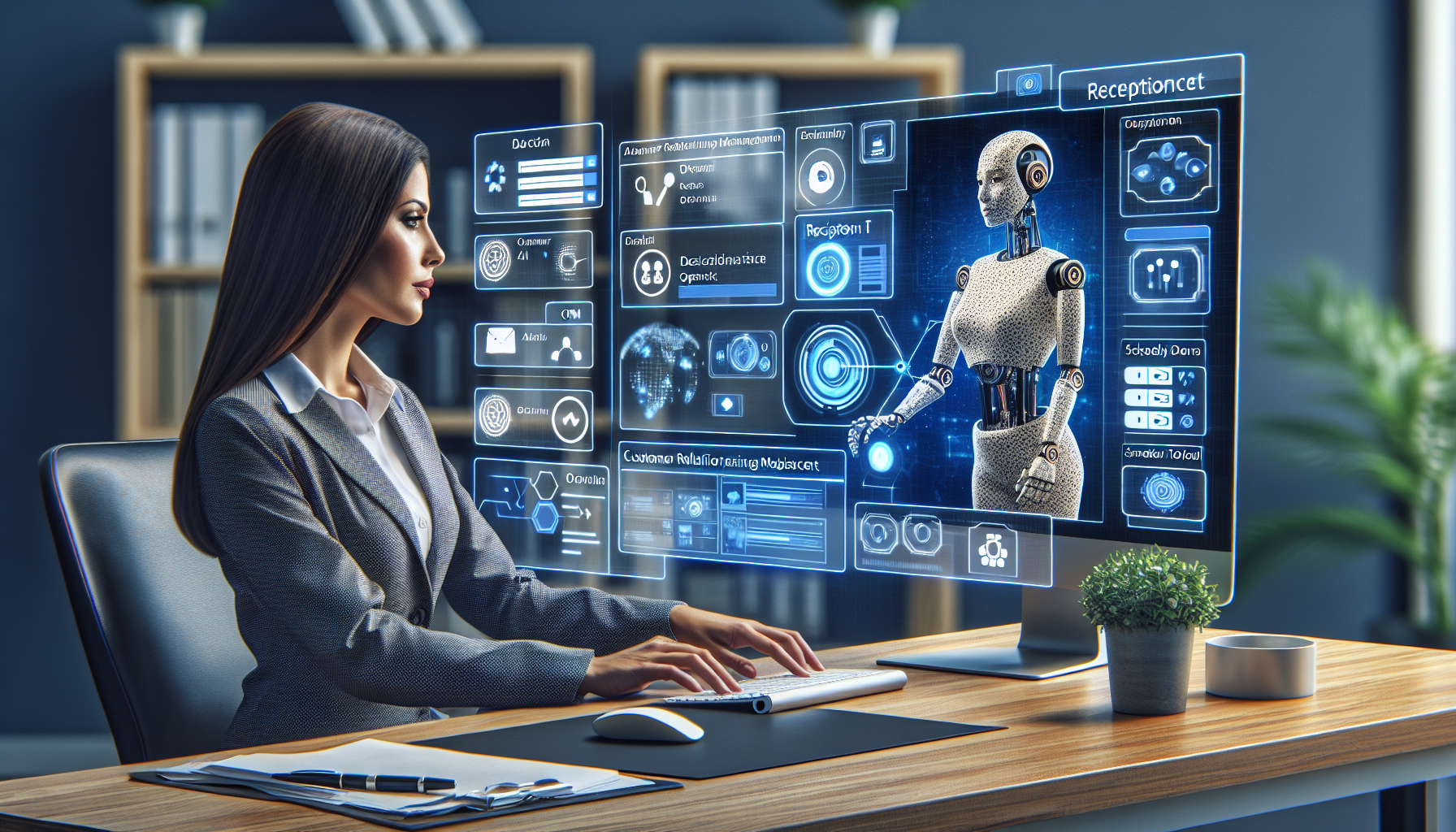 An AI receptionist working in sync with business tools like CRM systems, scheduling tools, etc.