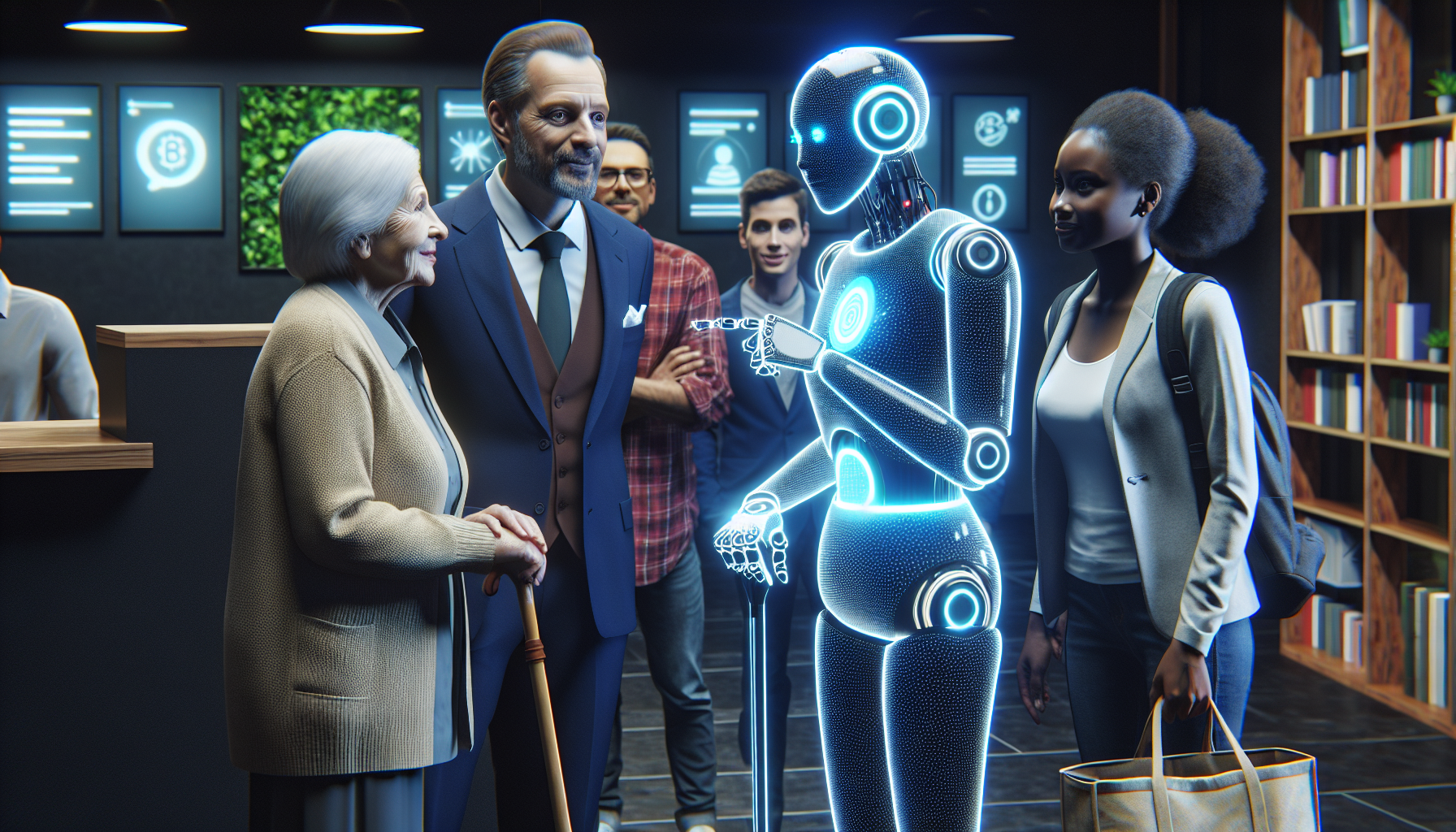 An image illustrating AI receptionist interacting with customers