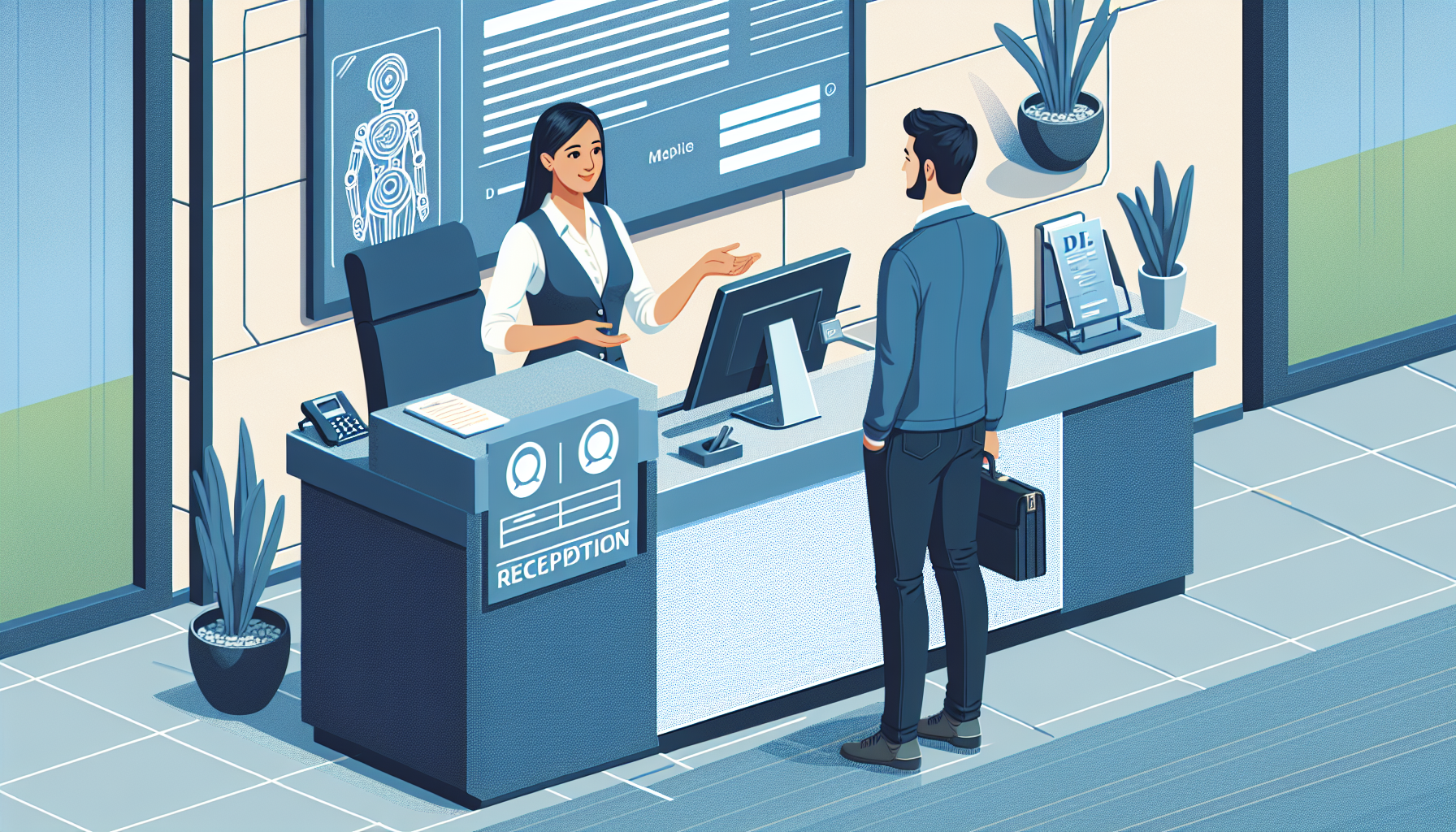An AI receptionist interacting with a customer