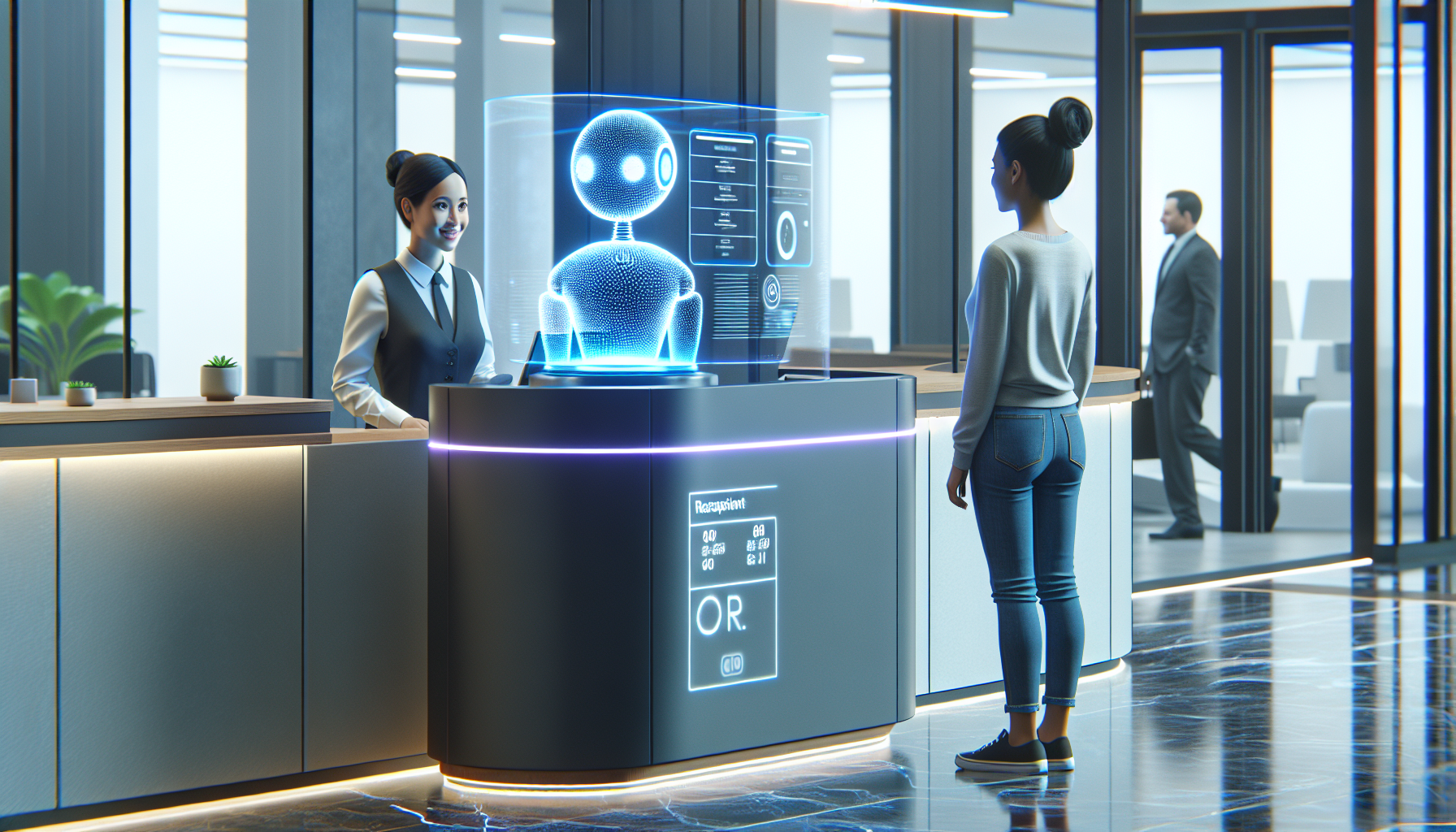 An AI receptionist interacting with a customer