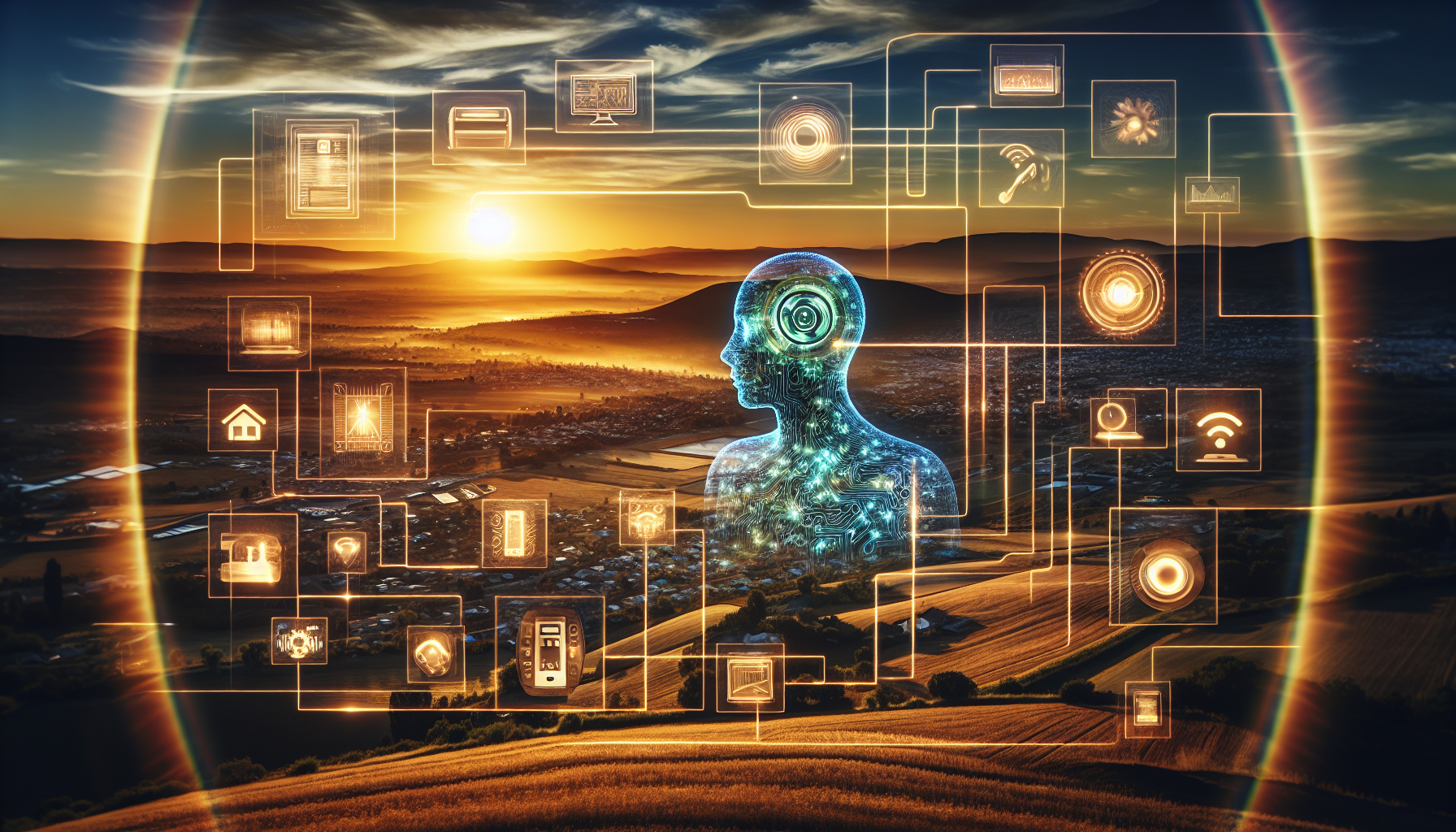 An AI virtual assistant interacting with a home automation system.