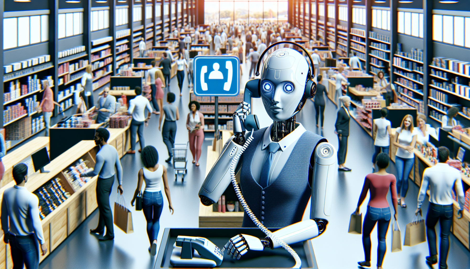 An AI receptionist managing multiple calls in a retail business