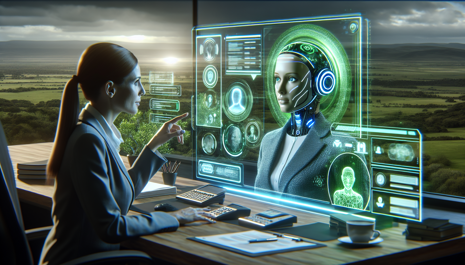 An image showing an AI receptionist interacting with a customer service agent, illustrating the integration process