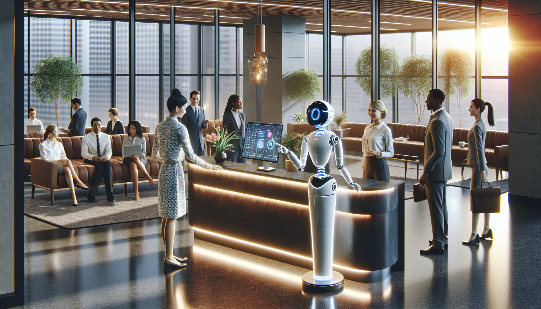 An AI receptionist at work, demonstrating its functionalities