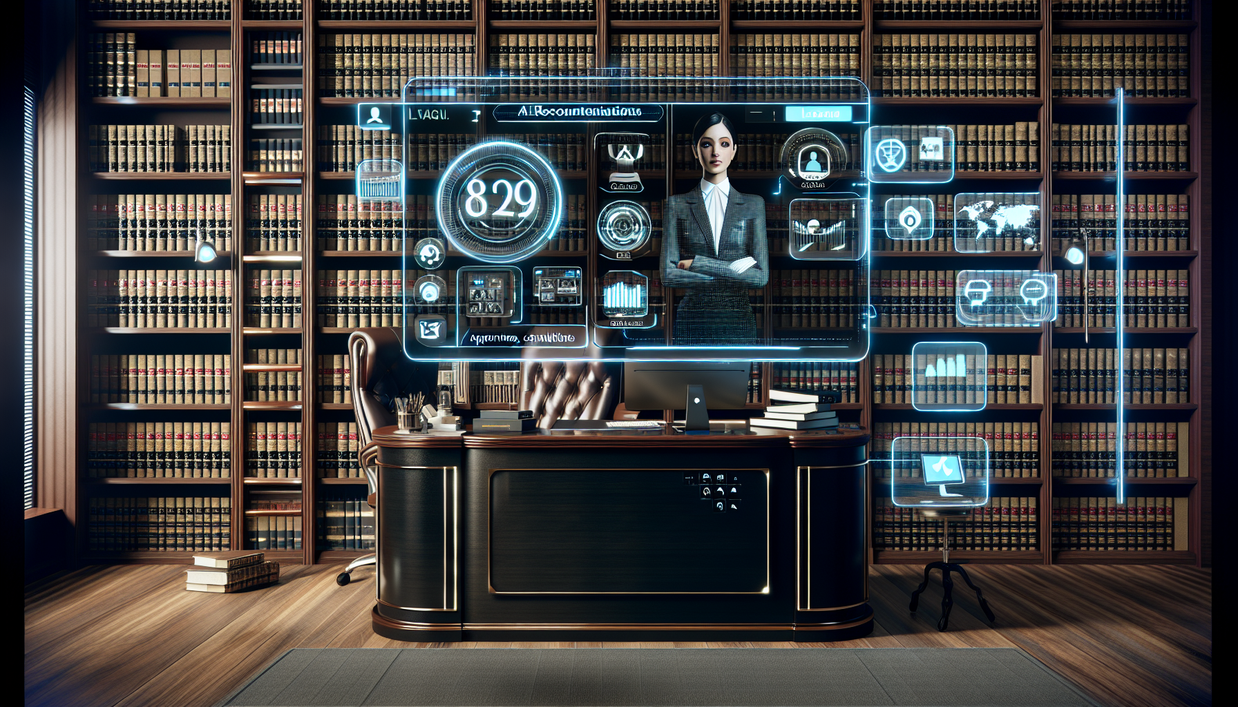 A modern AI receptionist interface being used in a legal firm