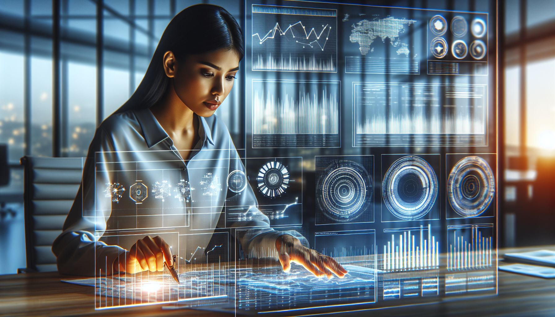 A businessperson viewing graphs and charts, symbolizing the use of analytics in client acquisition and business scaling.