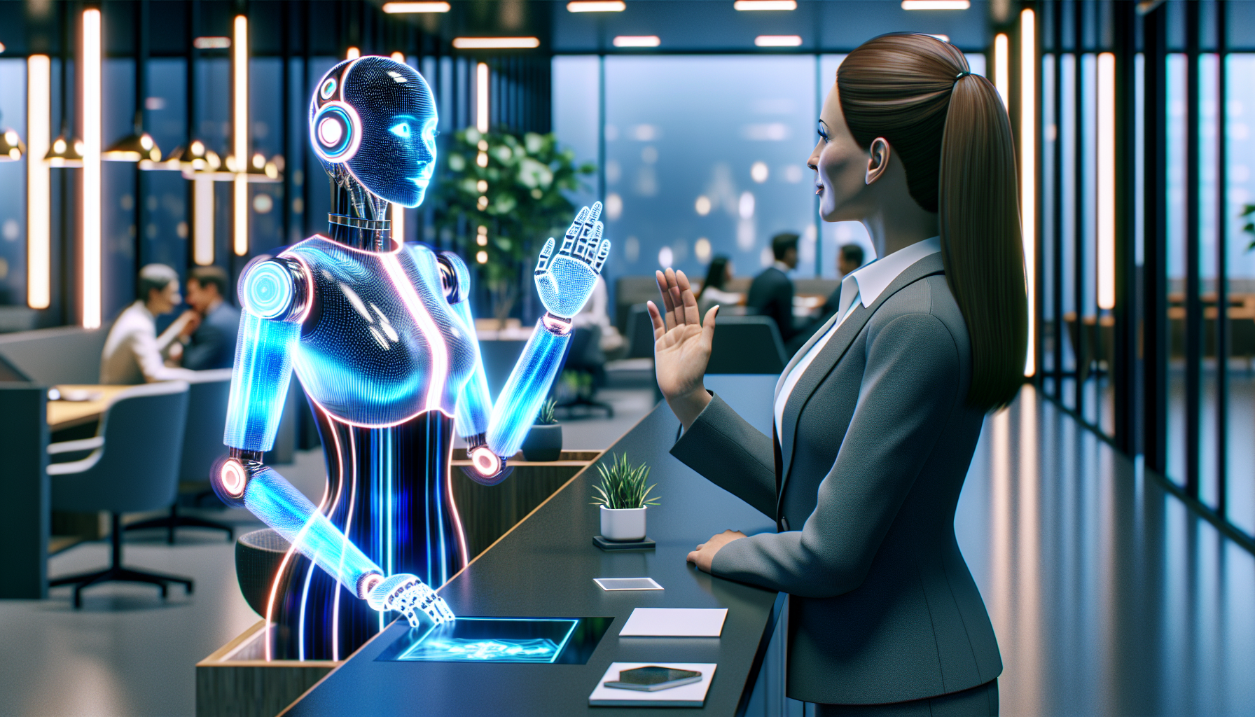 An AI receptionist communicating with a customer