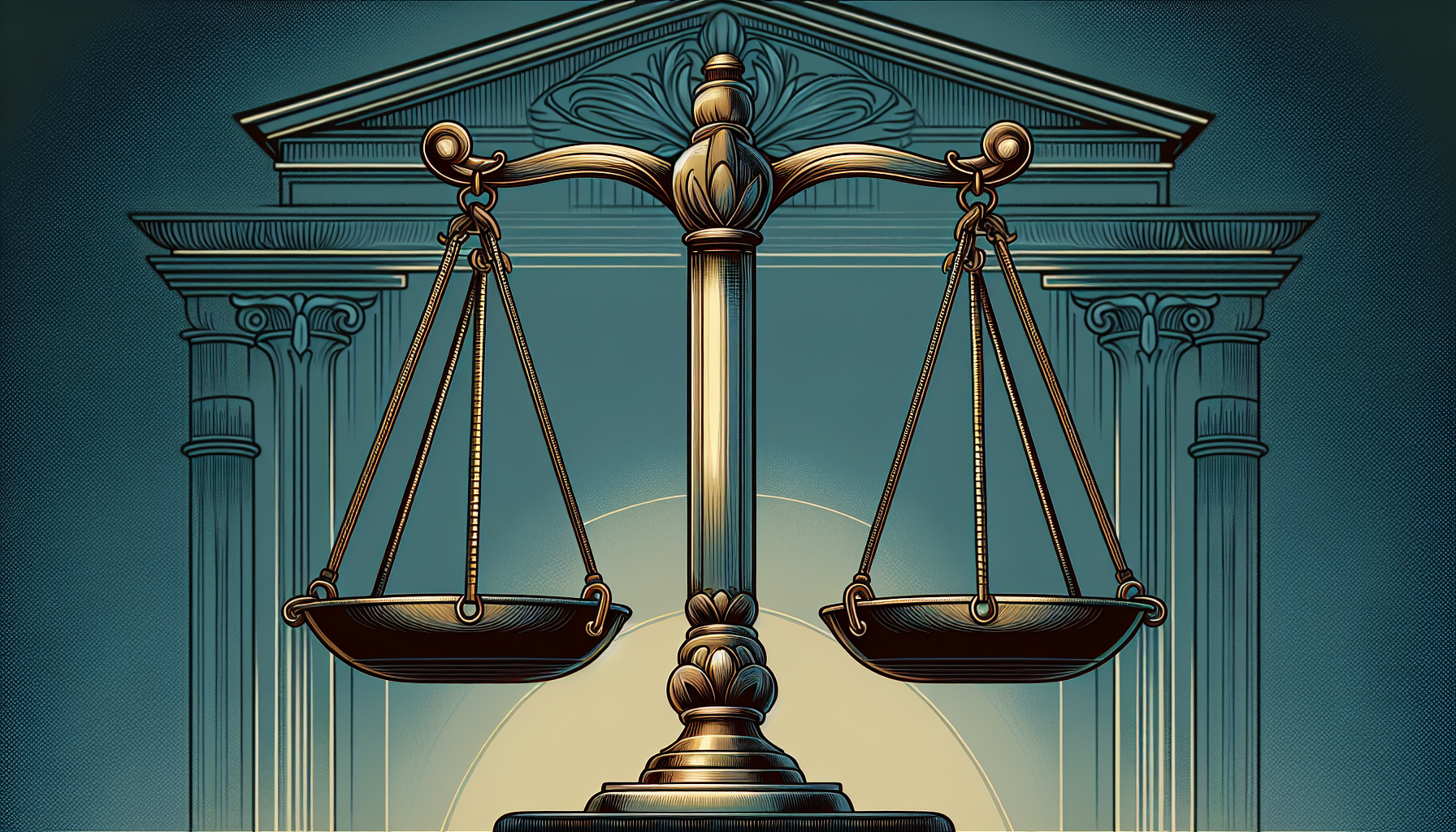 An image showing an illustration of the scales of justice balanced, signifying legal compliance