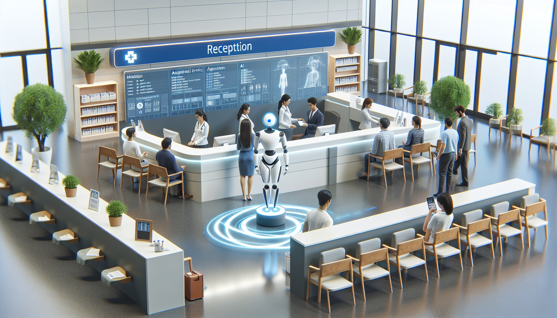 An AI receptionist at work in a healthcare setting, helping to manage customer service and appointment bookings.