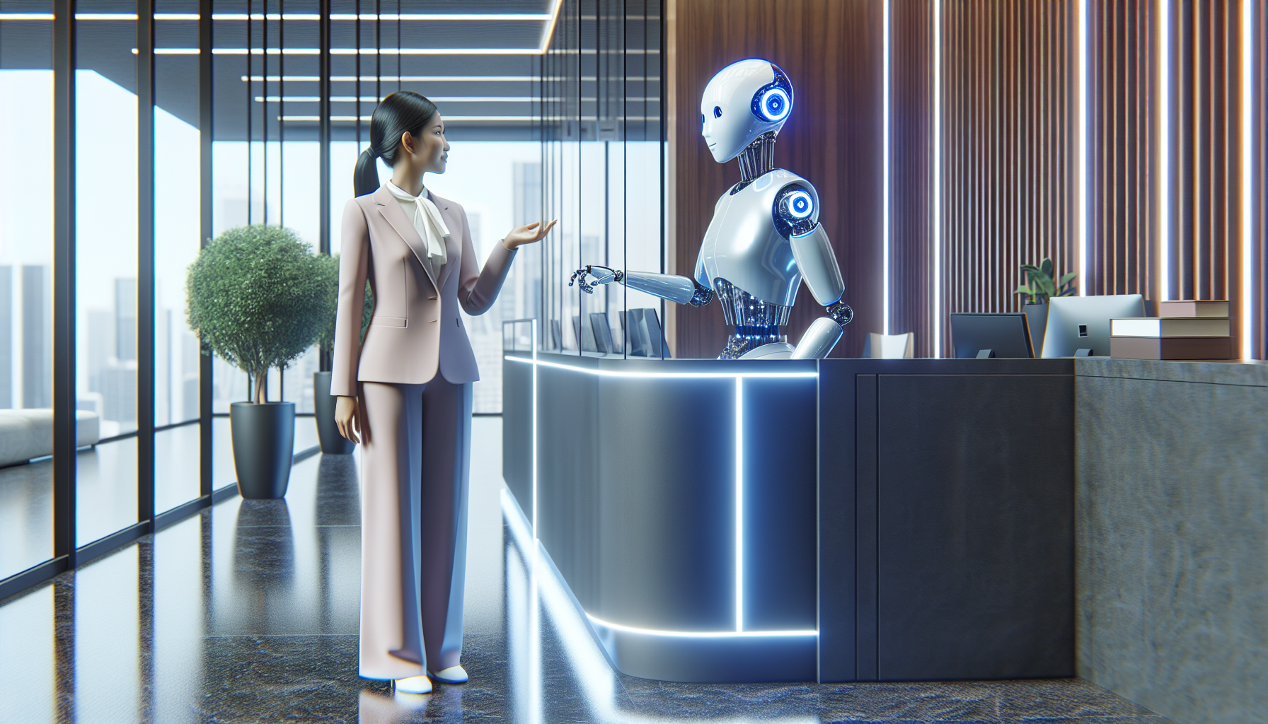 An AI receptionist interacting with a customer