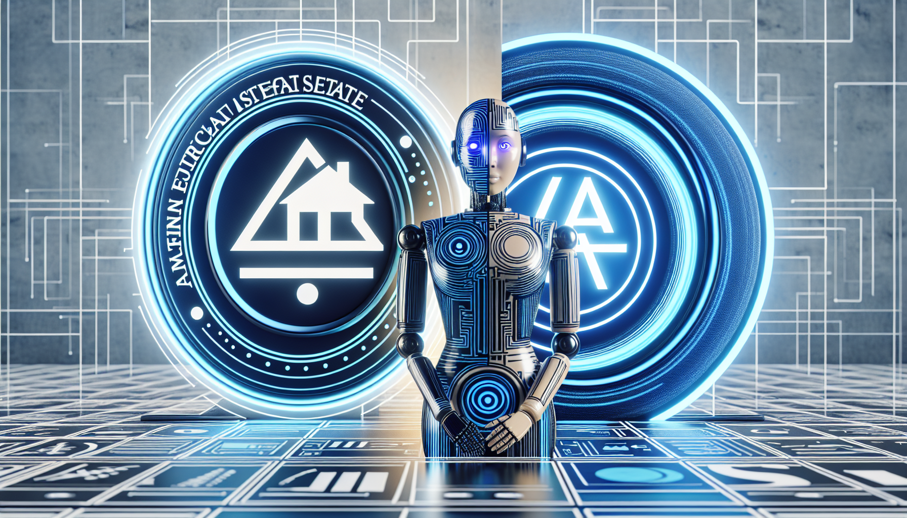 A collage depicting the logos of American Realty and Homestead Properties, with an AI receptionist in the middle.