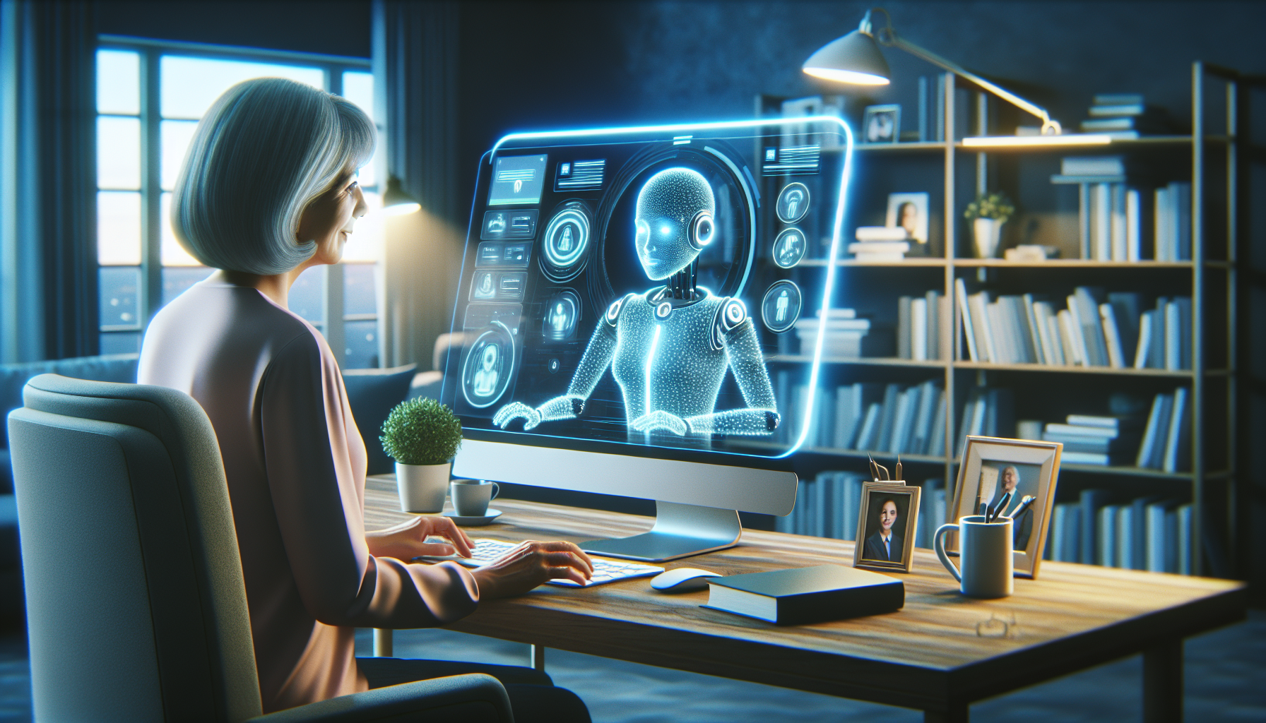 An AI receptionist assisting a customer online.