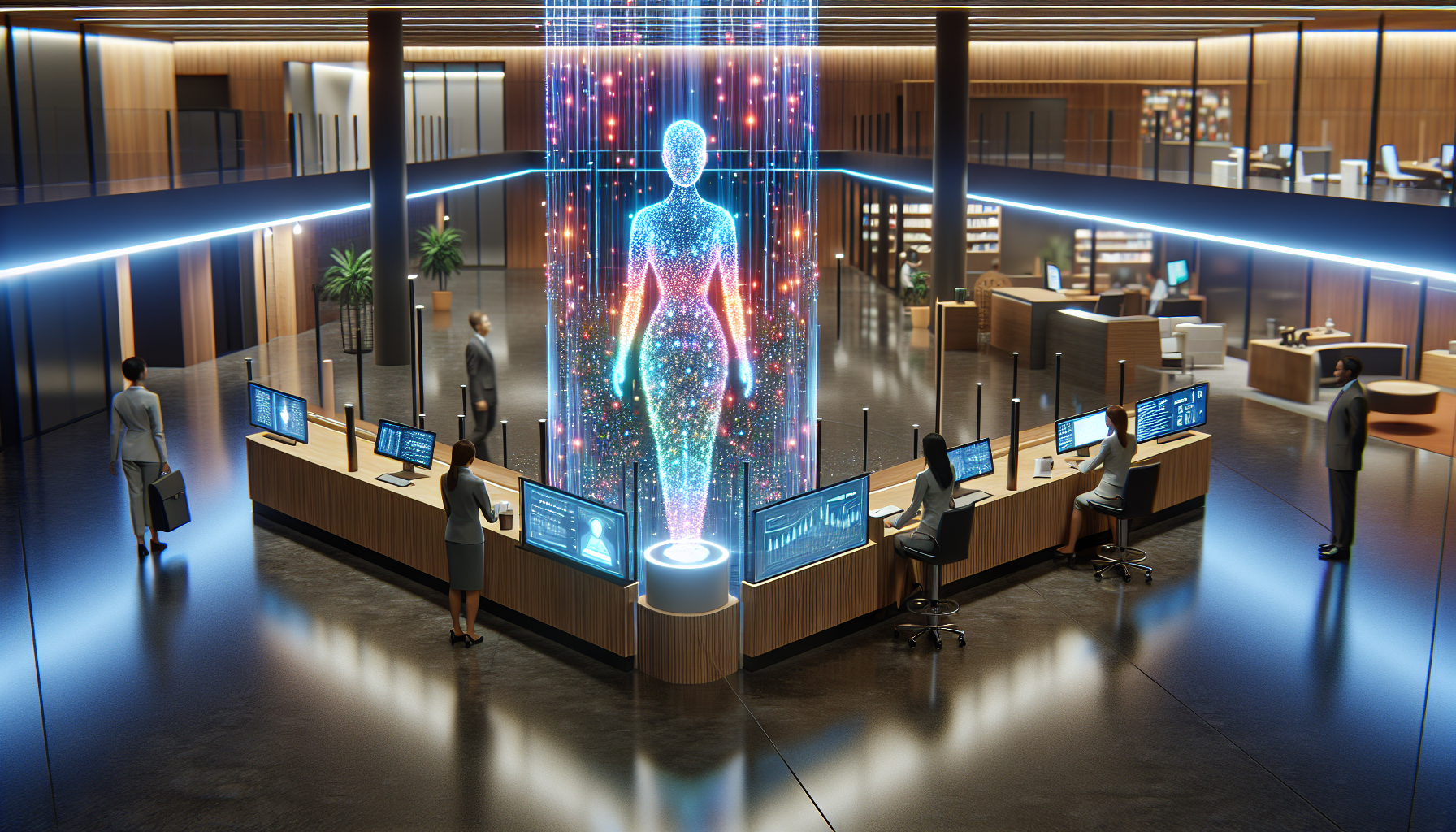 A graphic representation of an AI receptionist