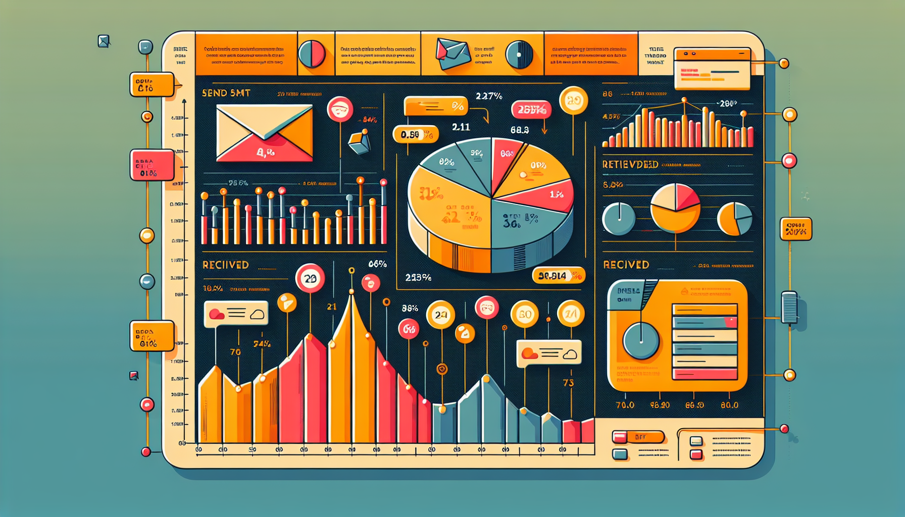 An infographic depicting the number of emails sent and received daily.