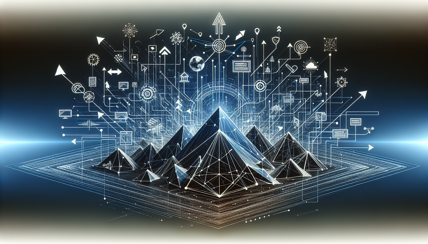 An abstract image representing inbound links, with numerous lines or arrows pointing to a central point that symbolizes your website