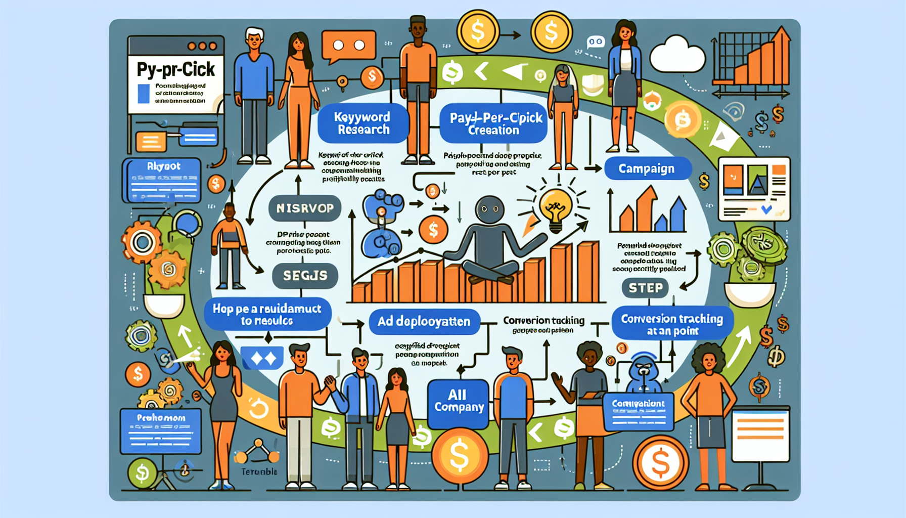 An infographic showing the process of PPC advertising and how it benefits AI companies
