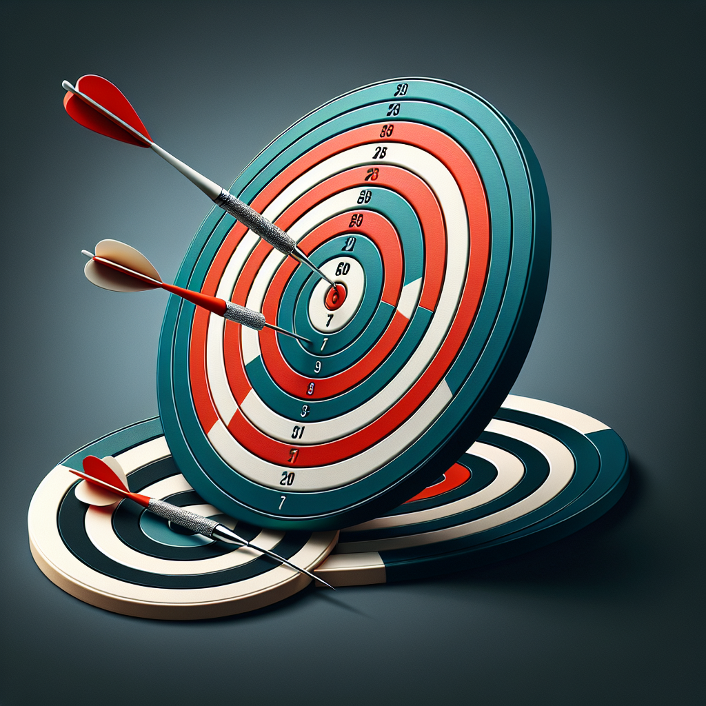 A graphic representation of a target with an arrow and a dartboard symbolizing audience targeting