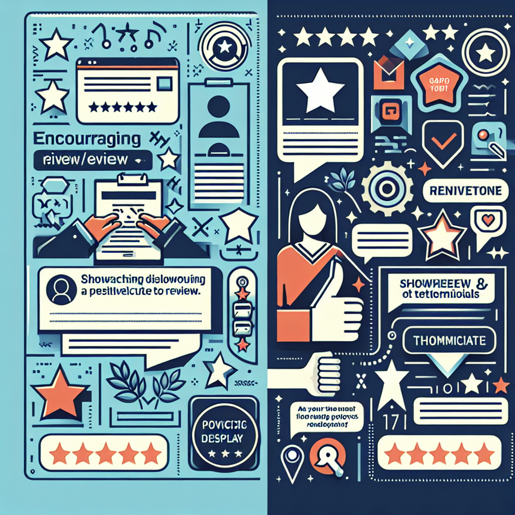 A graphic showing the two strategies of encouraging reviews and showcasing testimonials.