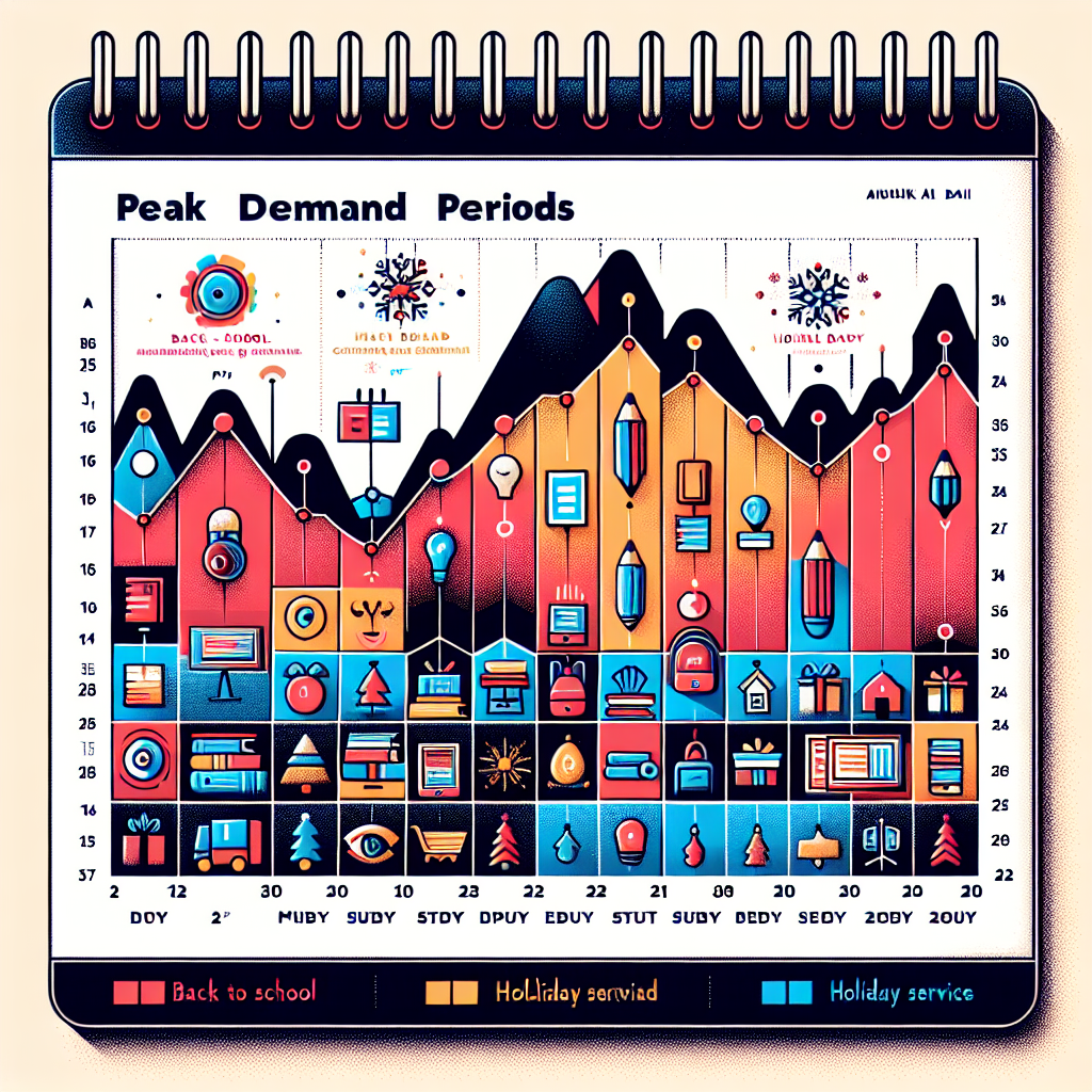 An infographic showing a calendar with the highlighted peak demand periods for AI services aligned with the 