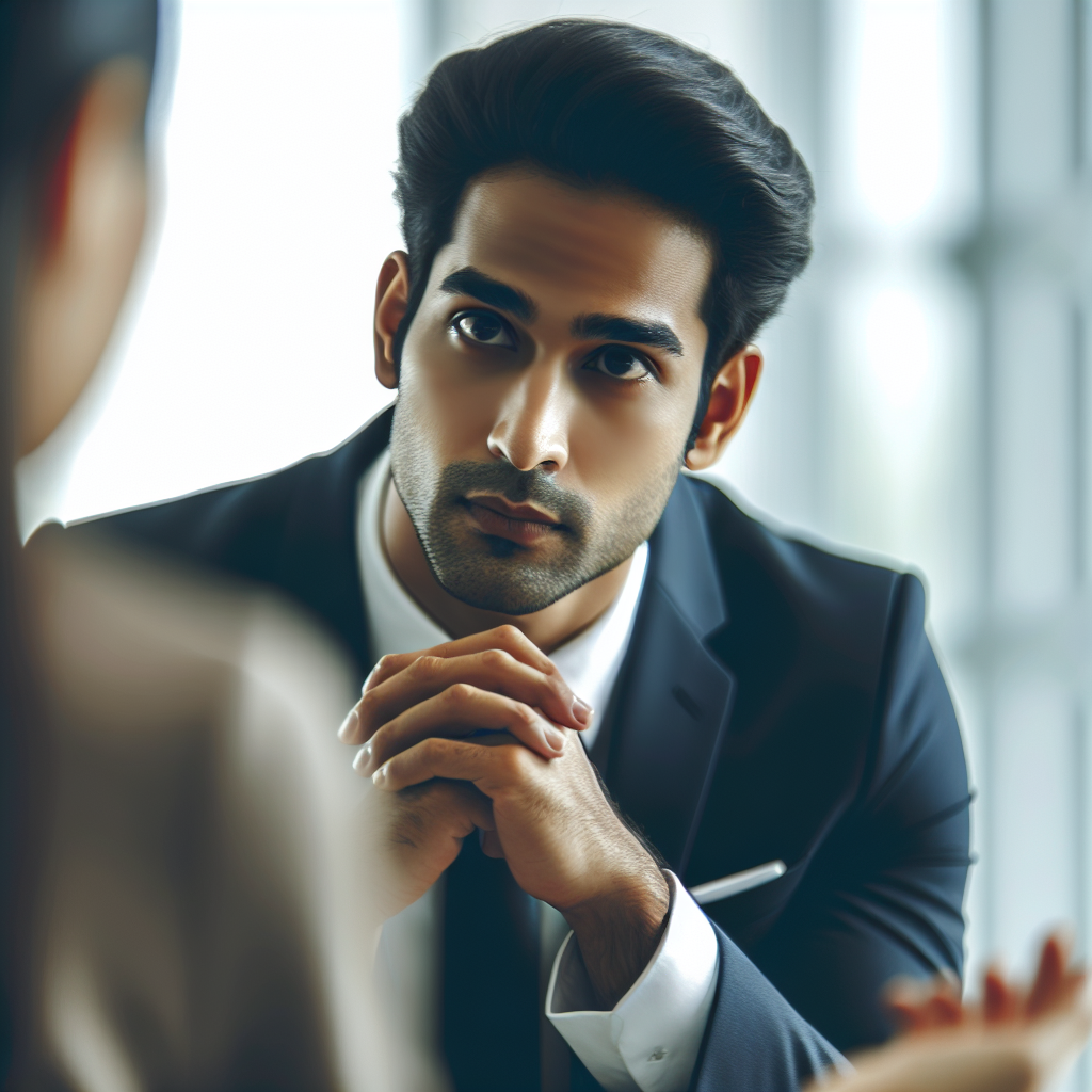 A salesperson engaged in active listening with a client