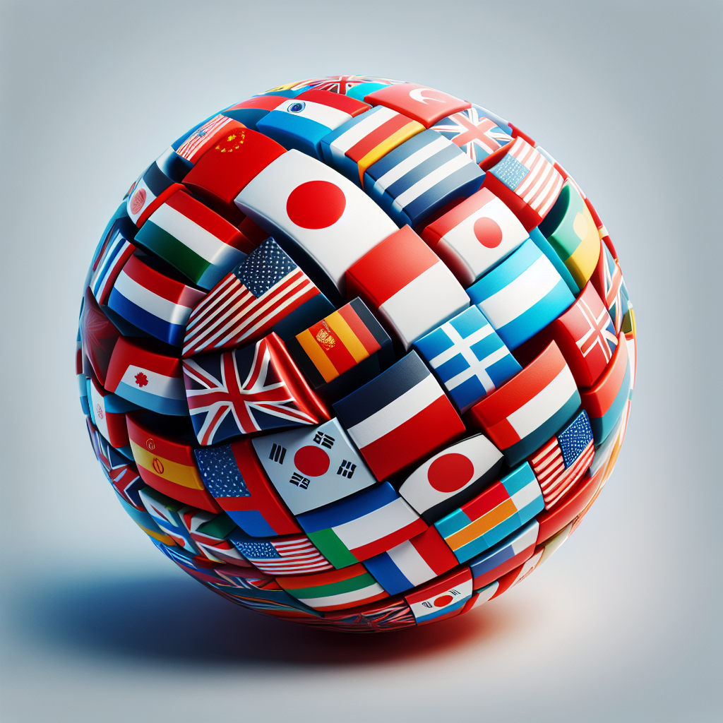An image depicting a globe with different countries' flags, symbolizing the diverse languages around the world
