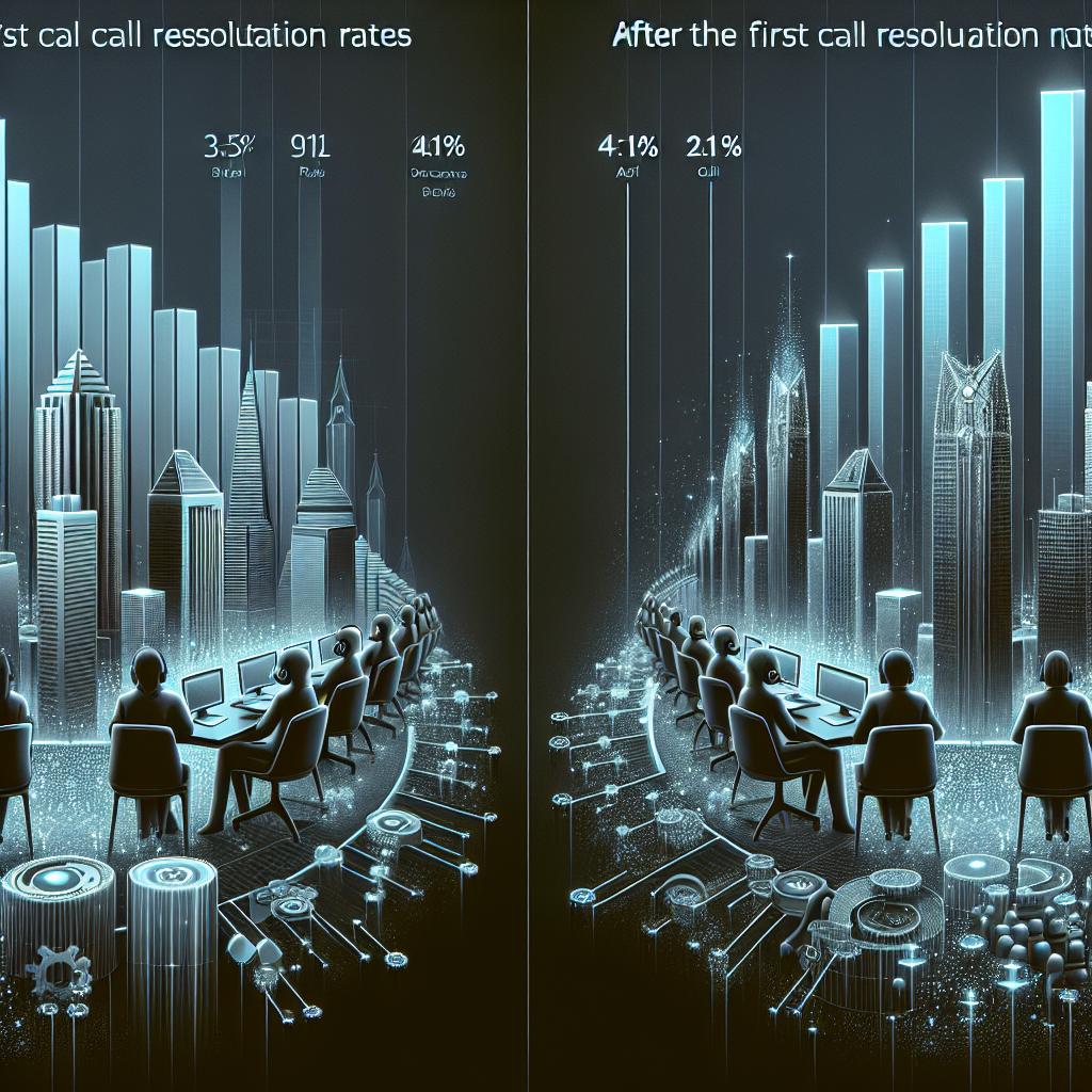 A side-by-side graphic comparison of Amelia and Aircall's first call resolution rates before and after AI implementation.