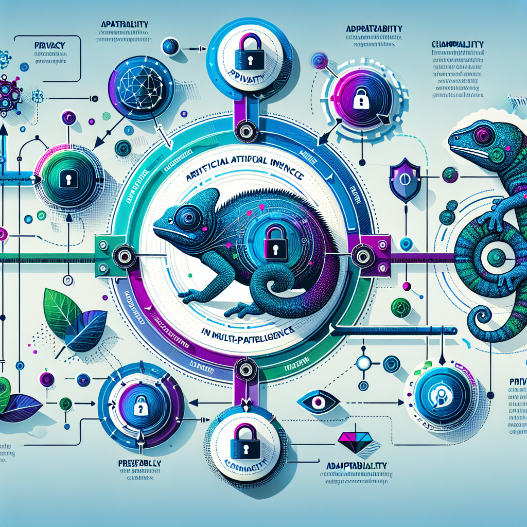 A graphic showing AI's involvement in multi-party communications, with privacy and adaptability as highlighted considerations.