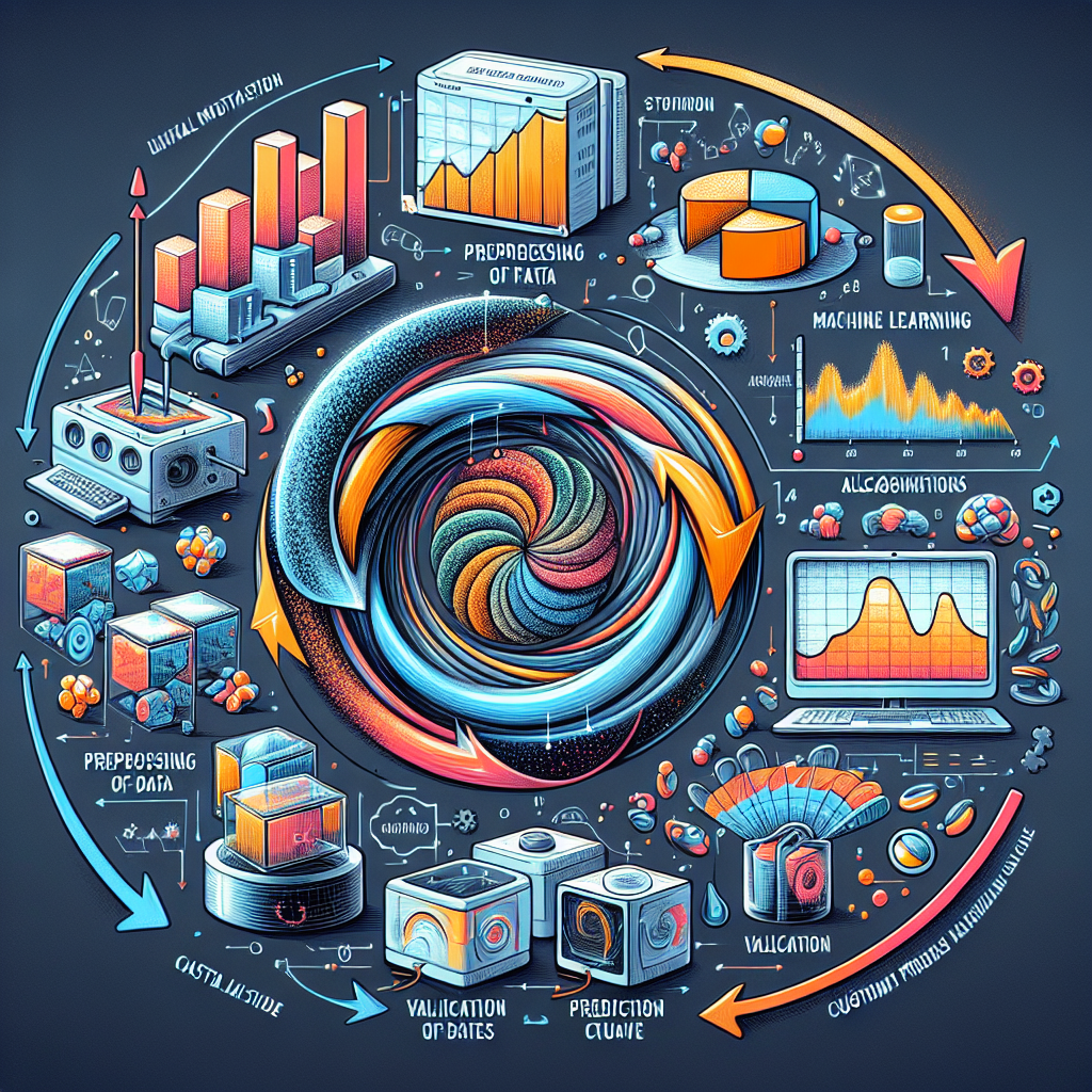 An illustration displaying the process of predictive analytics and machine learning algorithms analyzing customer profile information