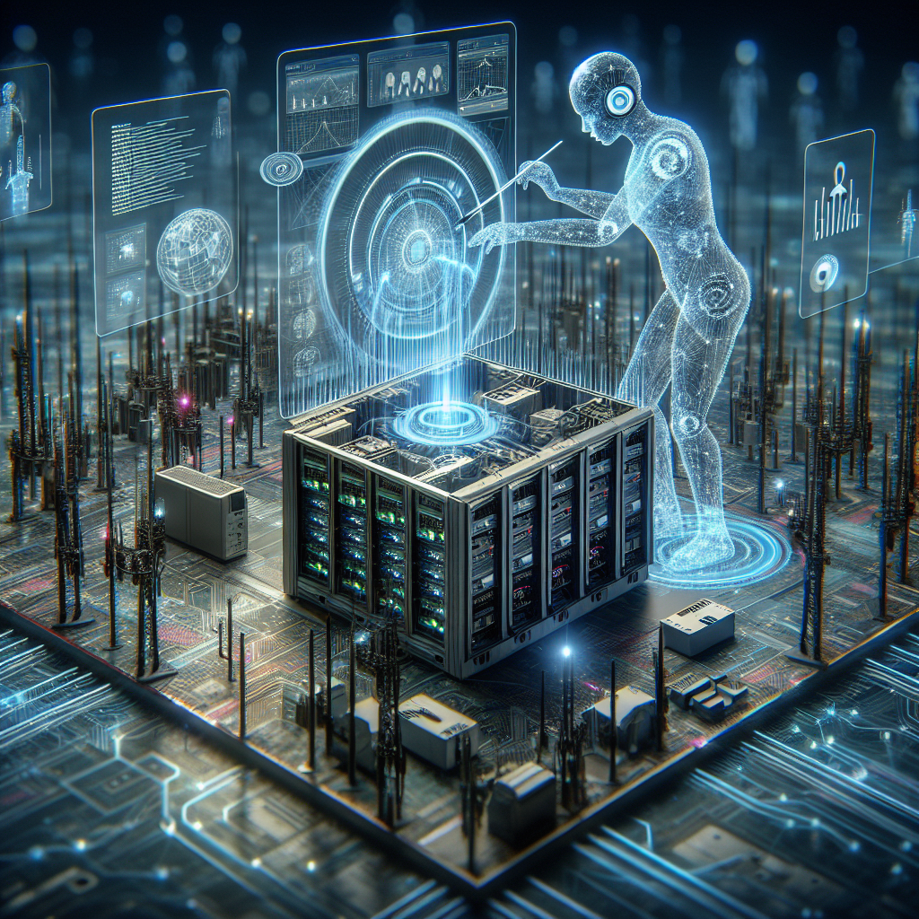 A visual representation of predictive maintenance in action: An AI model analyzing the condition of telecom systems and predicting potential errors.