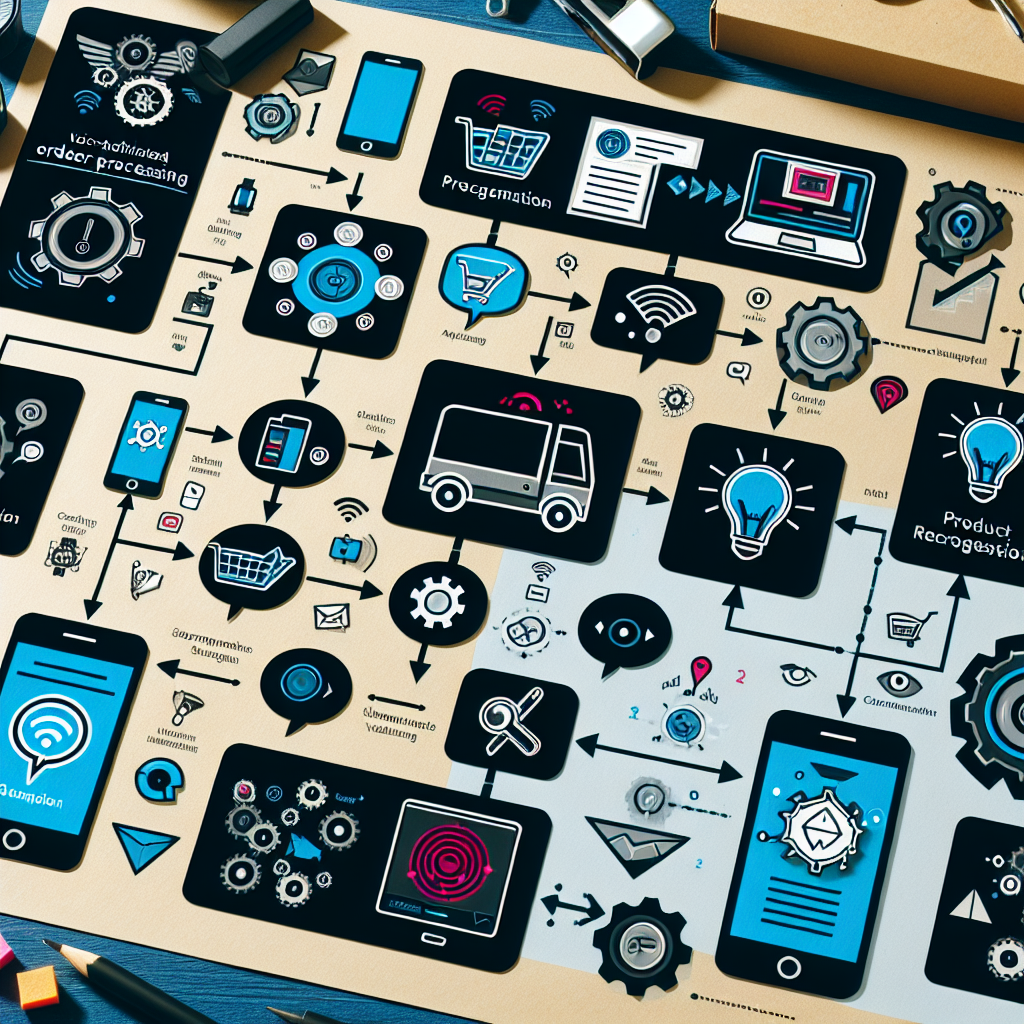 An illustrative image depicting the concept of voice-activated order processing, perhaps showing a flow chart or similar representation