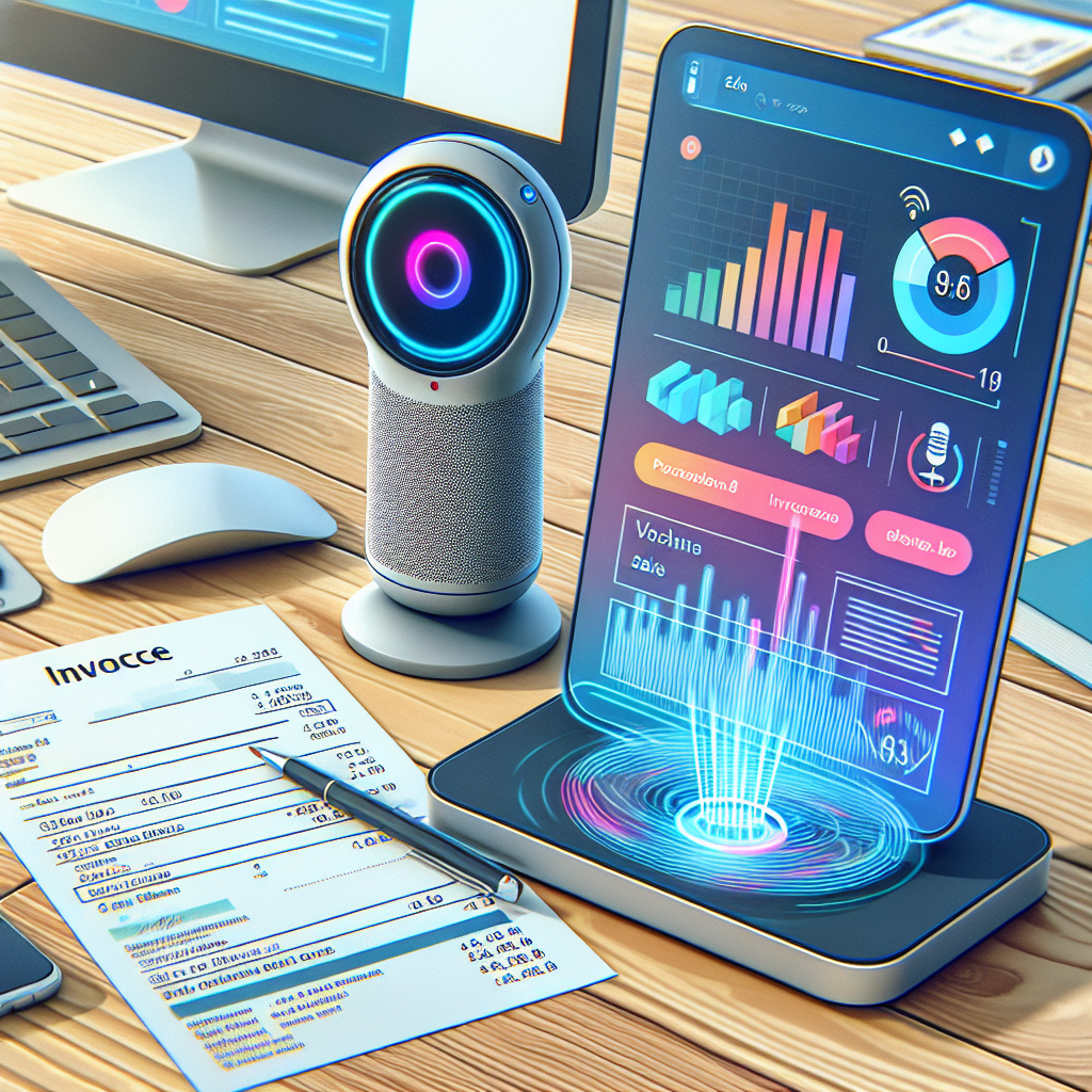 An illustration representing a voice-activated device processing a sale order