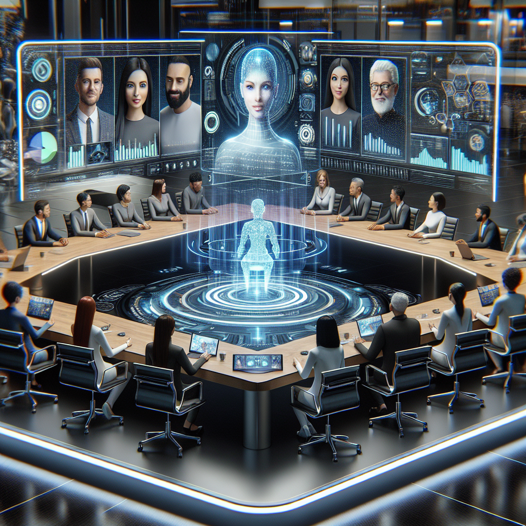 An illustrative image showing an AI-powered conference call setup