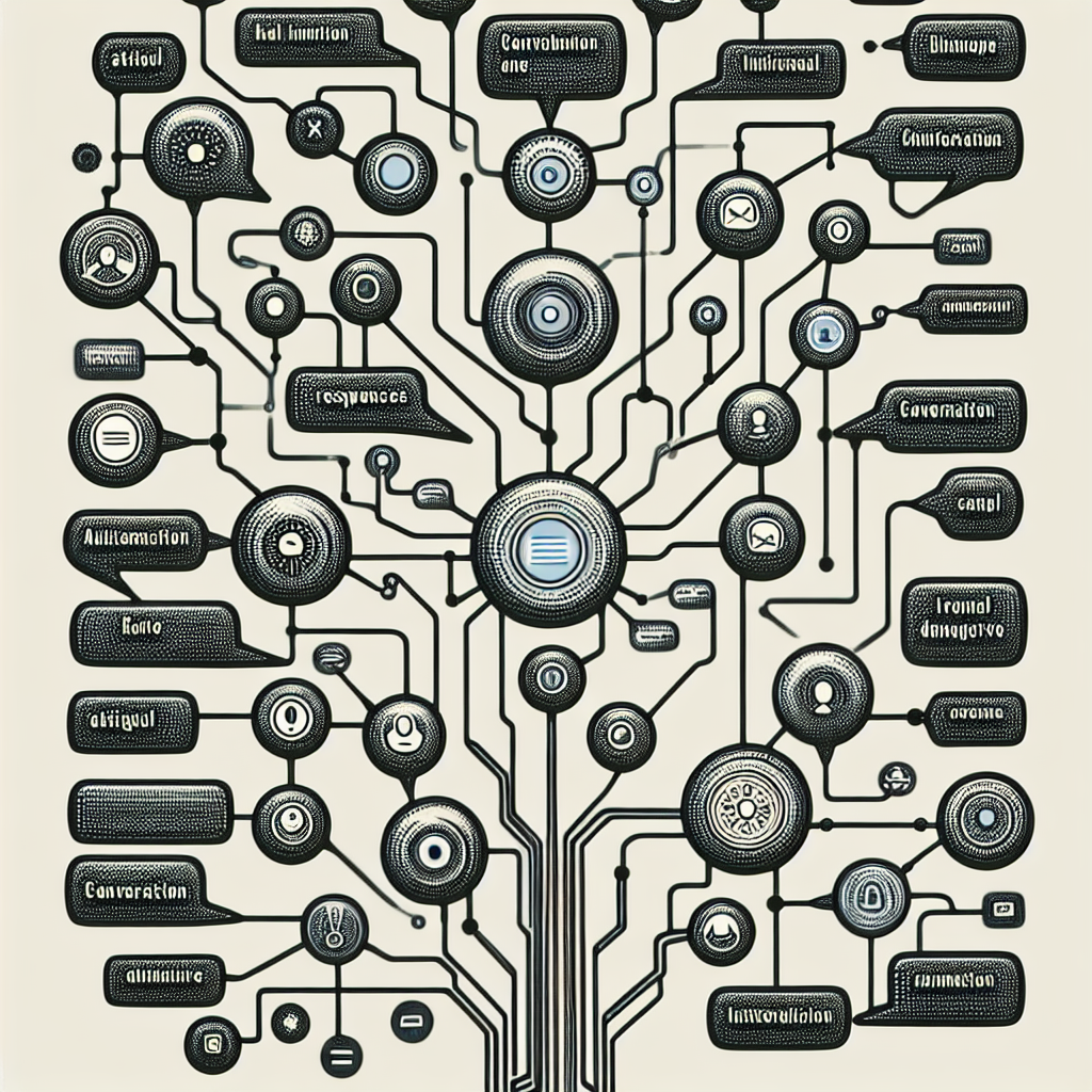 A visual depiction of an AI-powered phone tree, showing automated responses leading to different branches or actions.