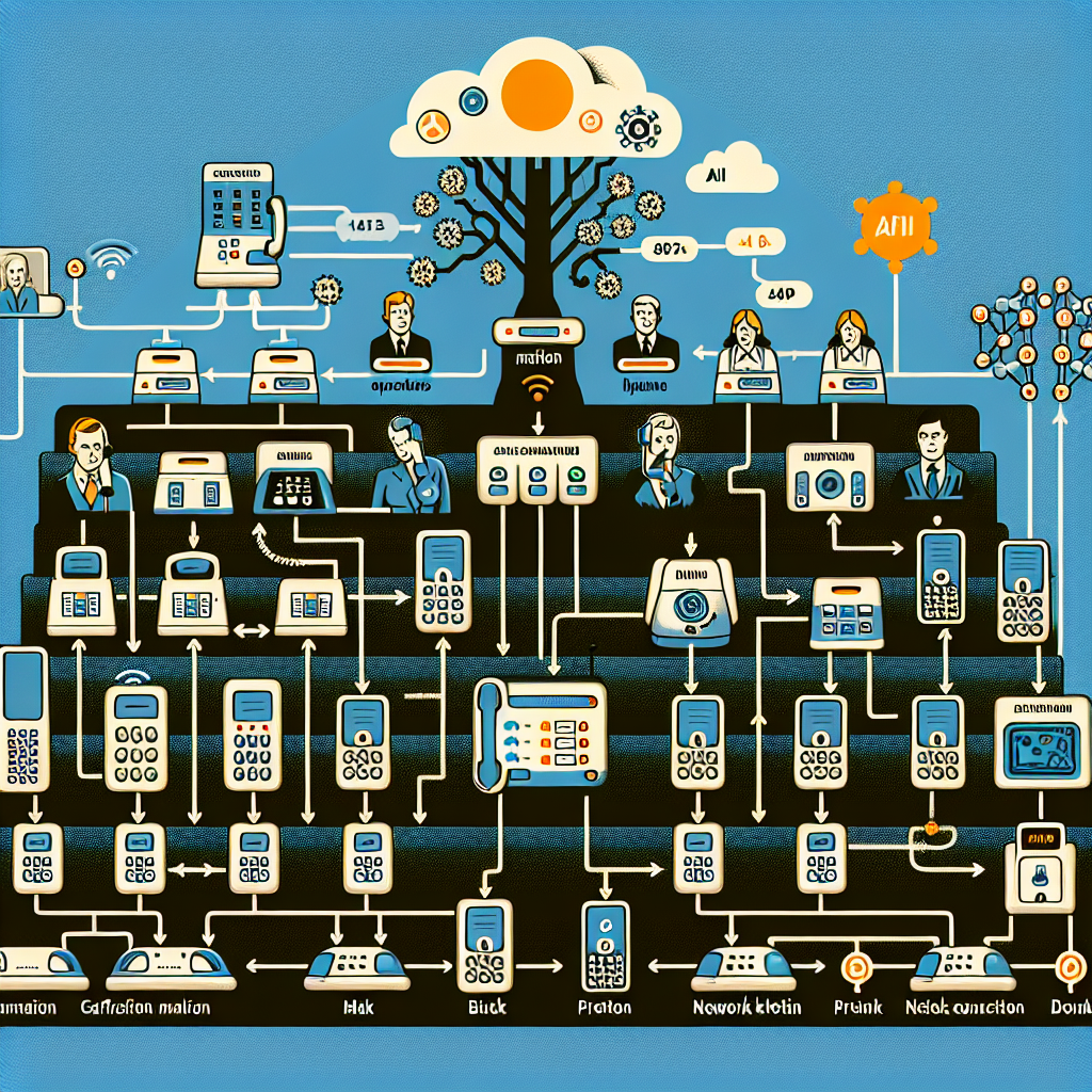 An infographic depicting the transition from traditional phone trees to AI-enhanced phone trees