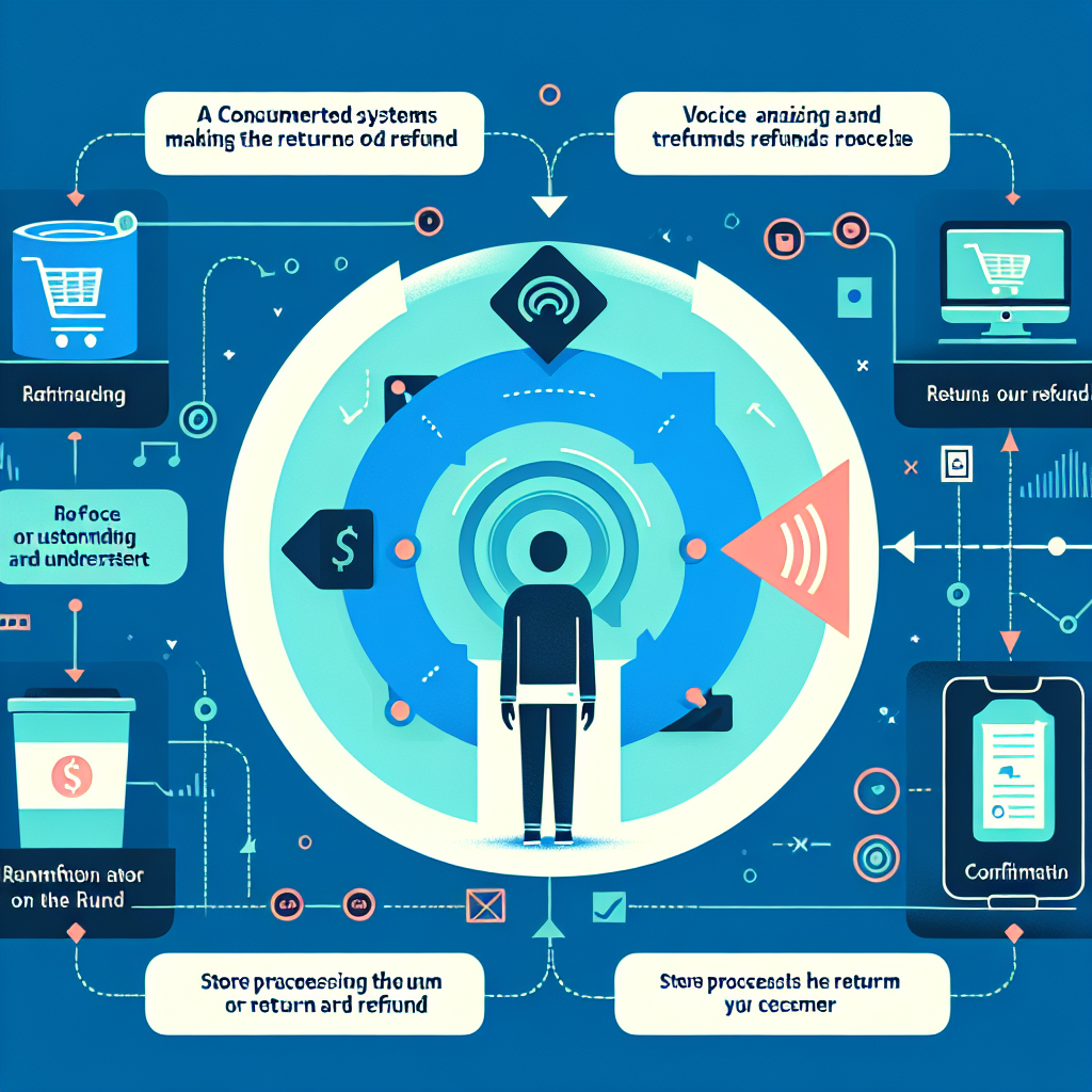 An infographic illustrating how voice-activated systems streamline the returns and refunds process.