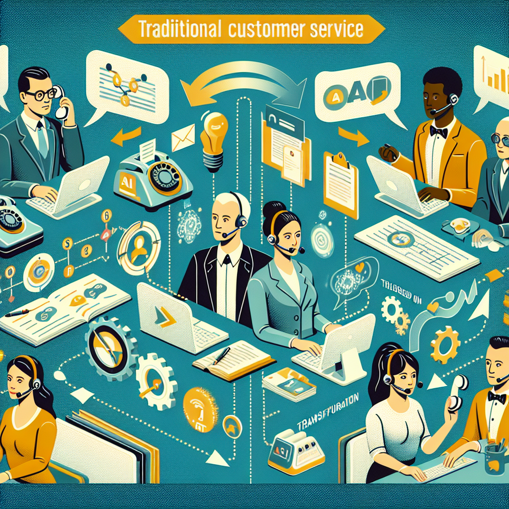 An infographic showing the transition from traditional customer service to AI-based customer service