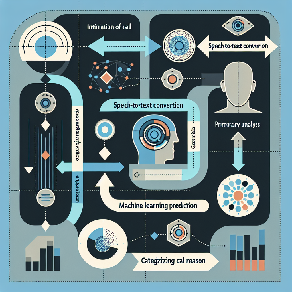 An infographic showing a process of automated call reason prediction.