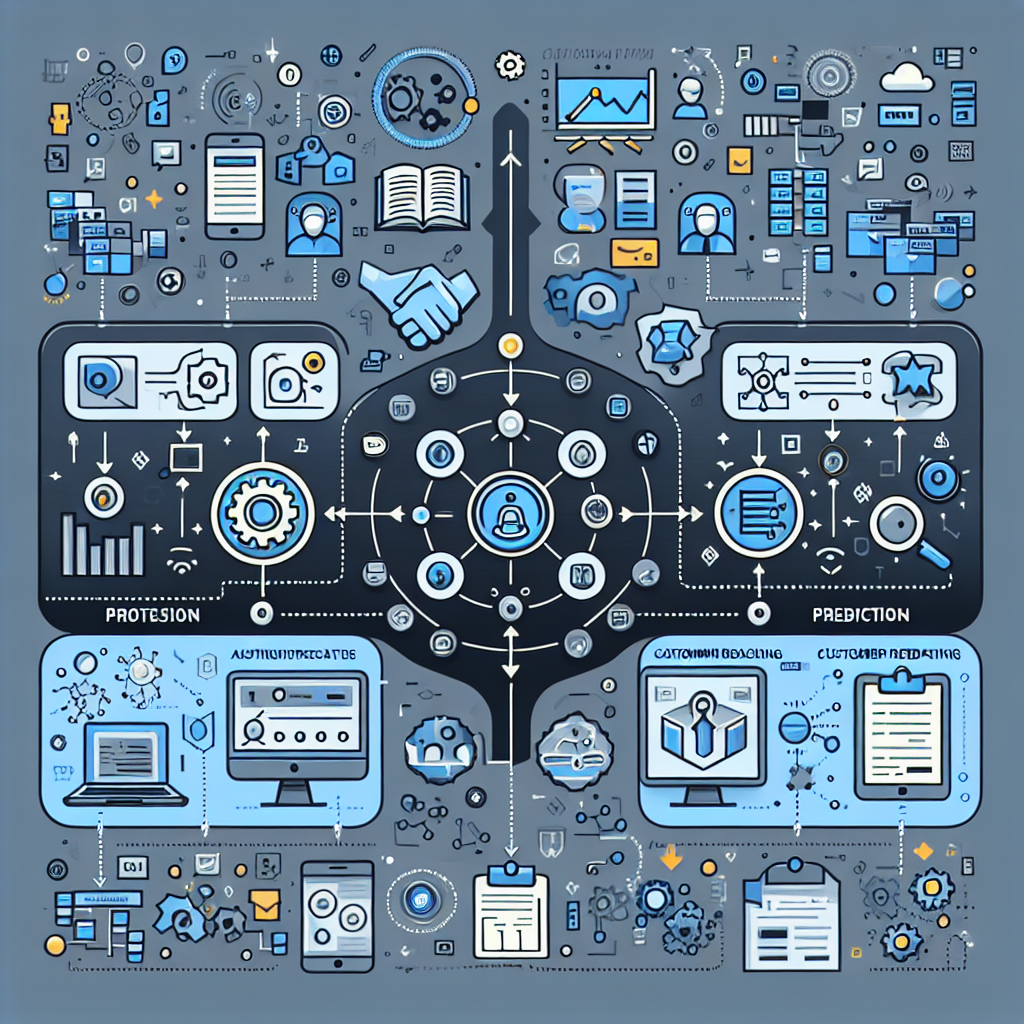 An illustration showing the integration of automated call reason prediction with existing CRM systems and customer data platforms