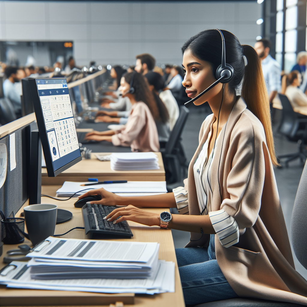 An employee using voice-activated system for password reset in a customer service center